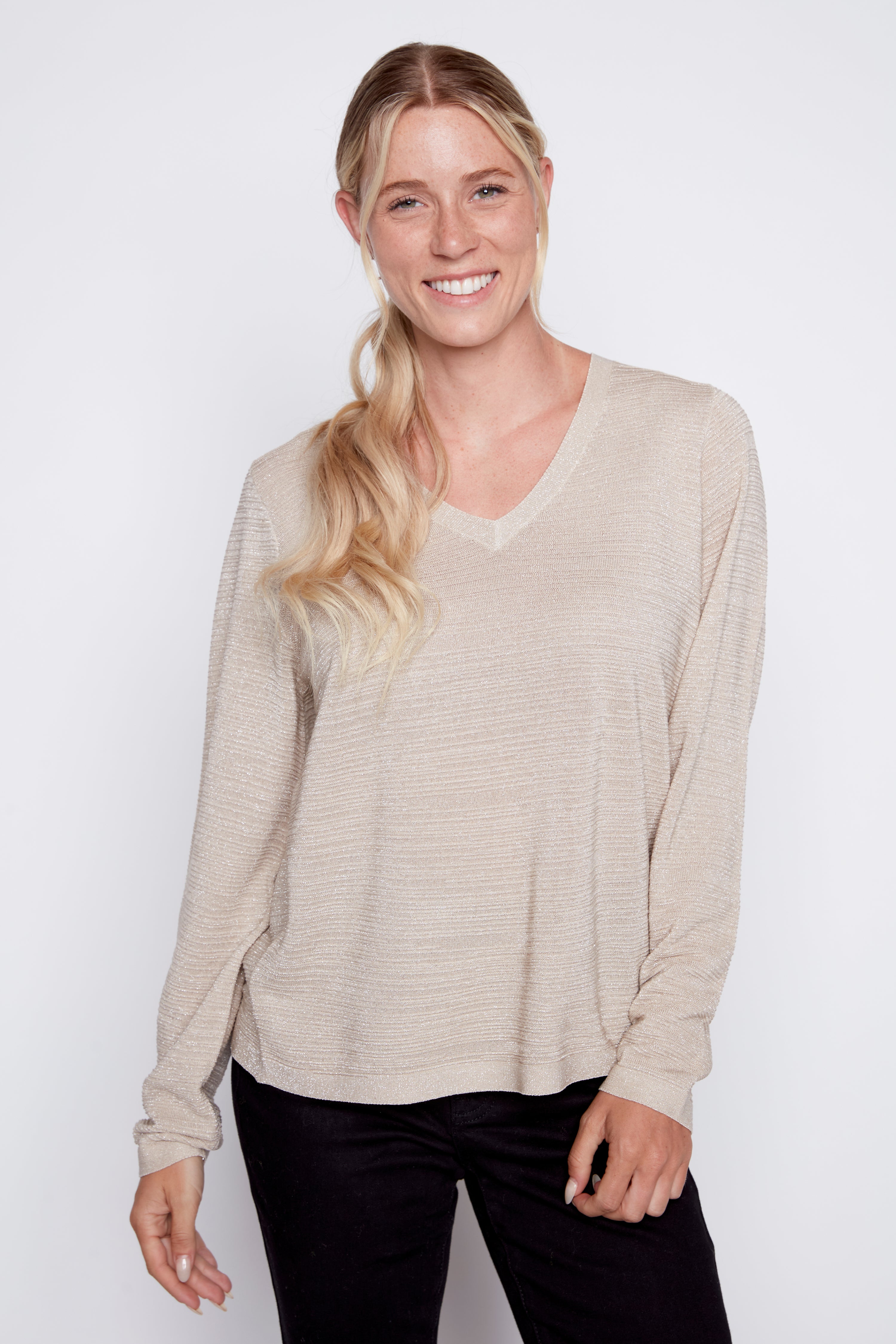 Lurex detail textured sweater