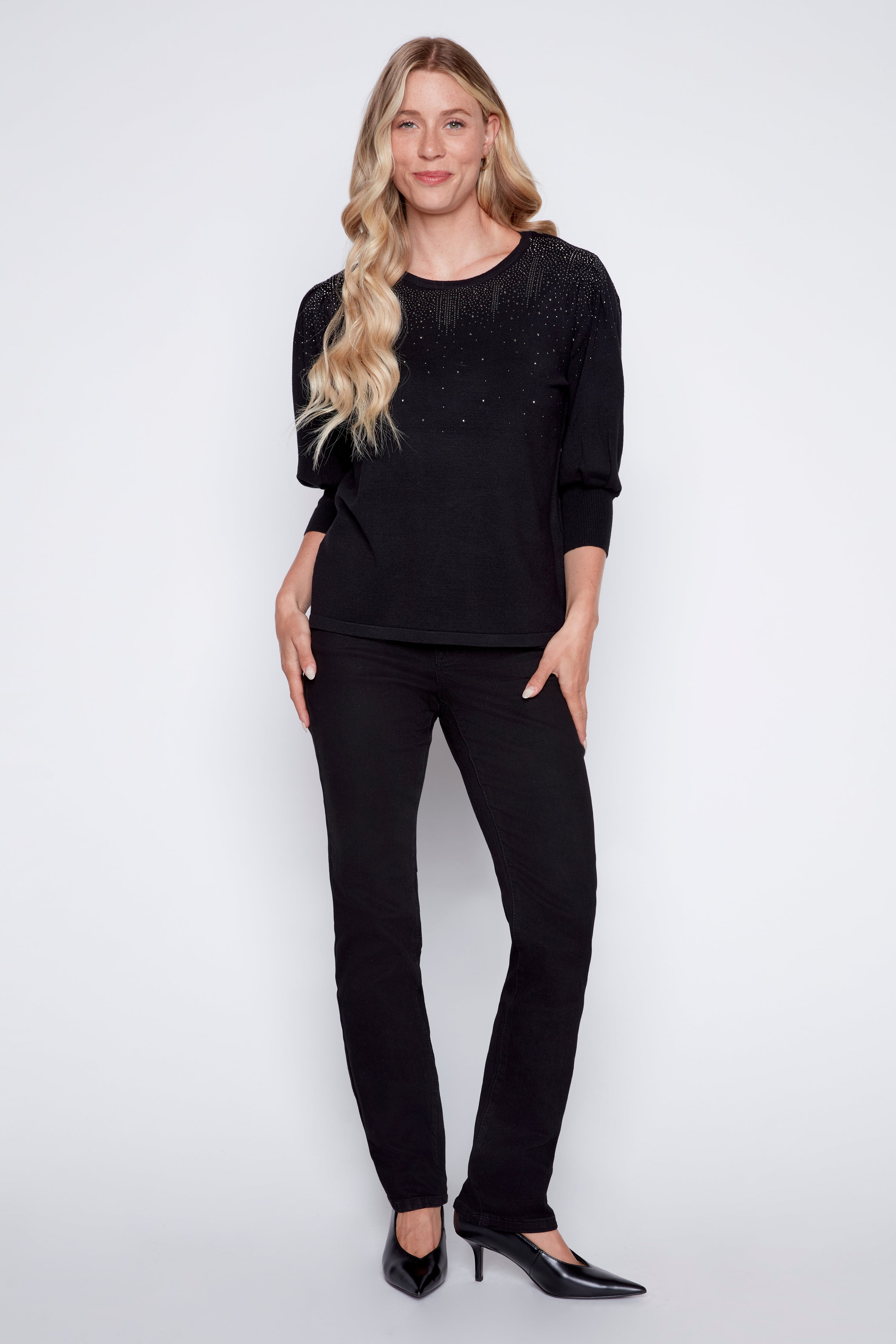 Rhinestone detail sweater