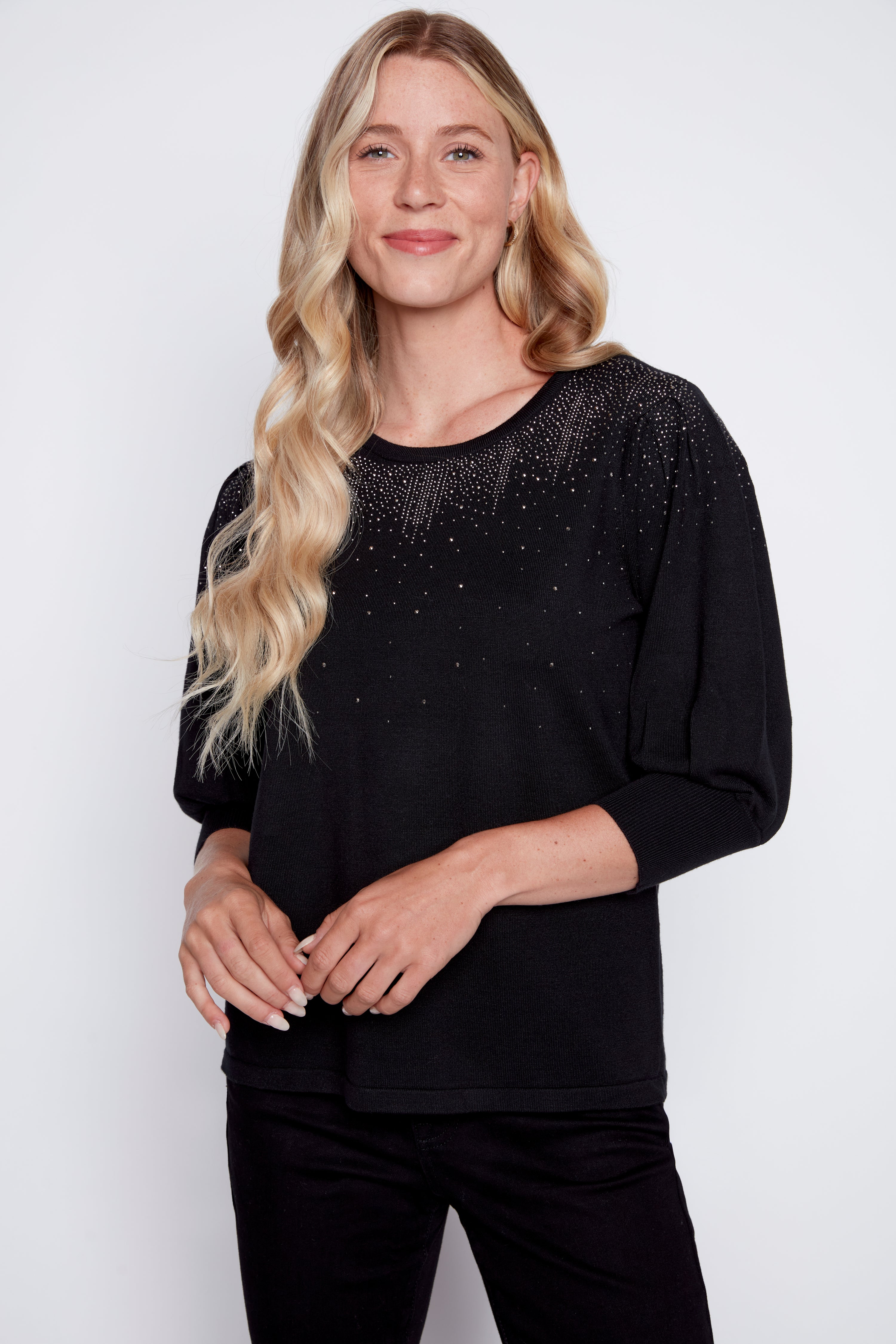 Rhinestone detail sweater