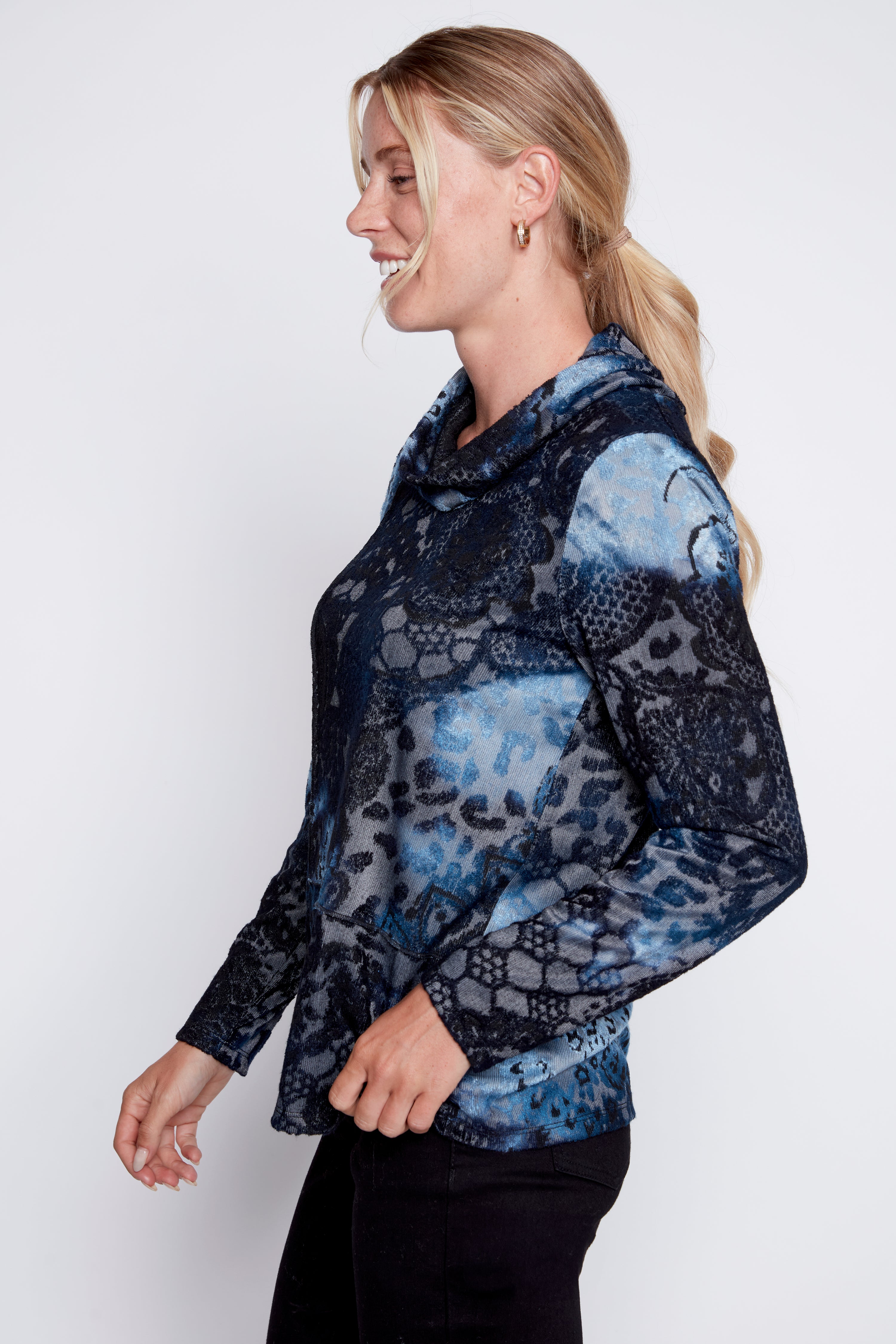 Burnout tie dye jacquard top