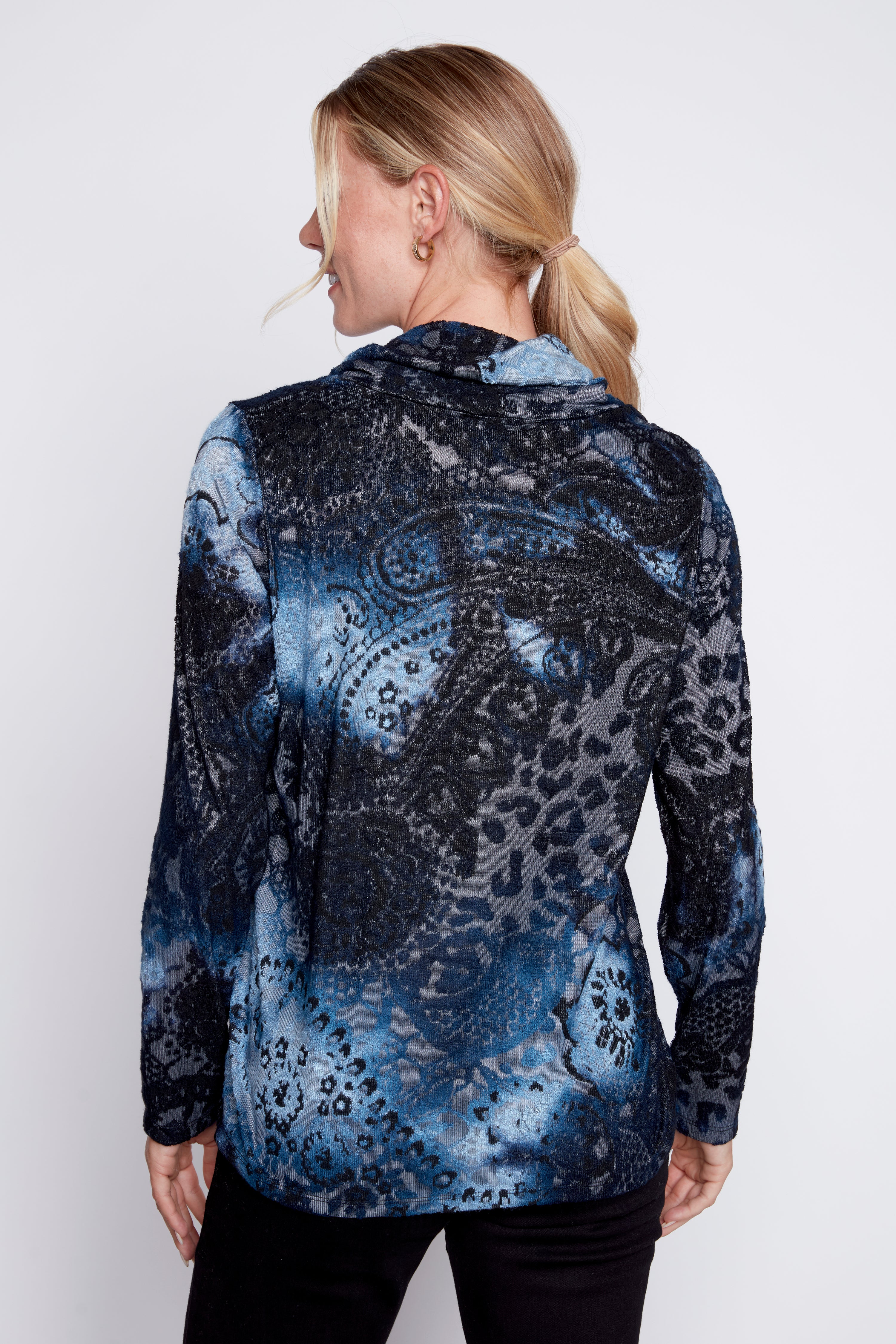 Burnout tie dye jacquard top