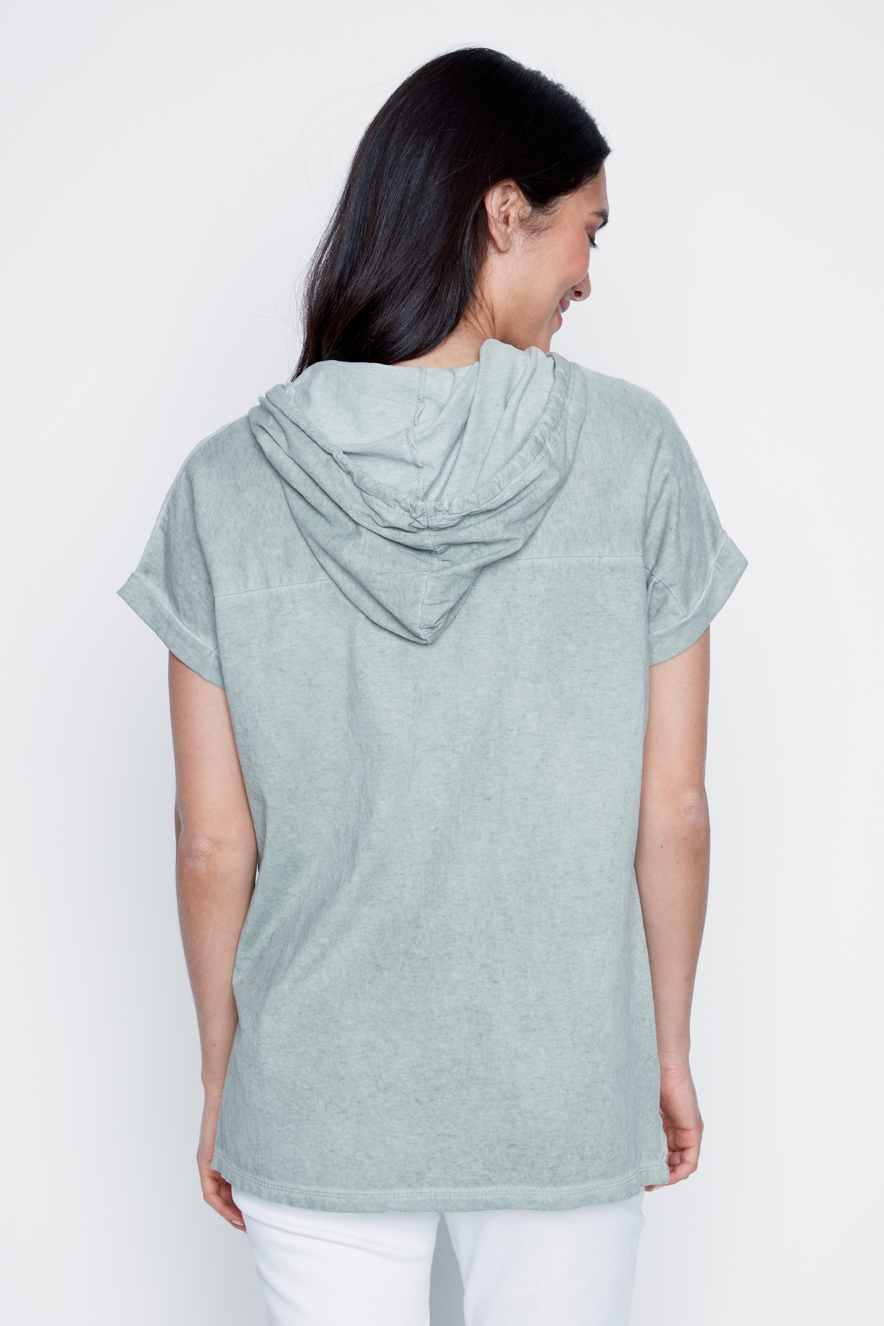 Foil face crinkle hoodie
