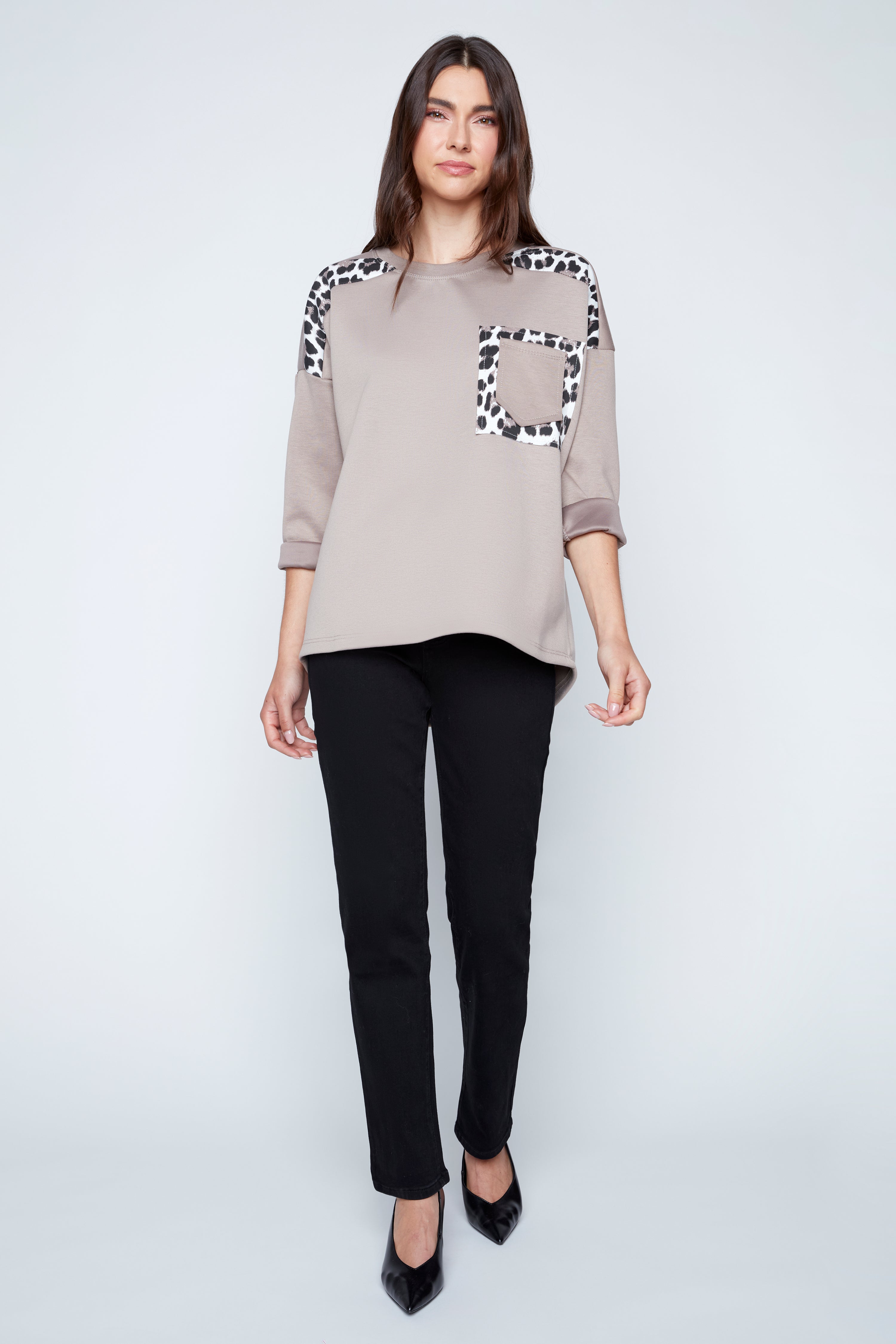 Taupe animal print sweater