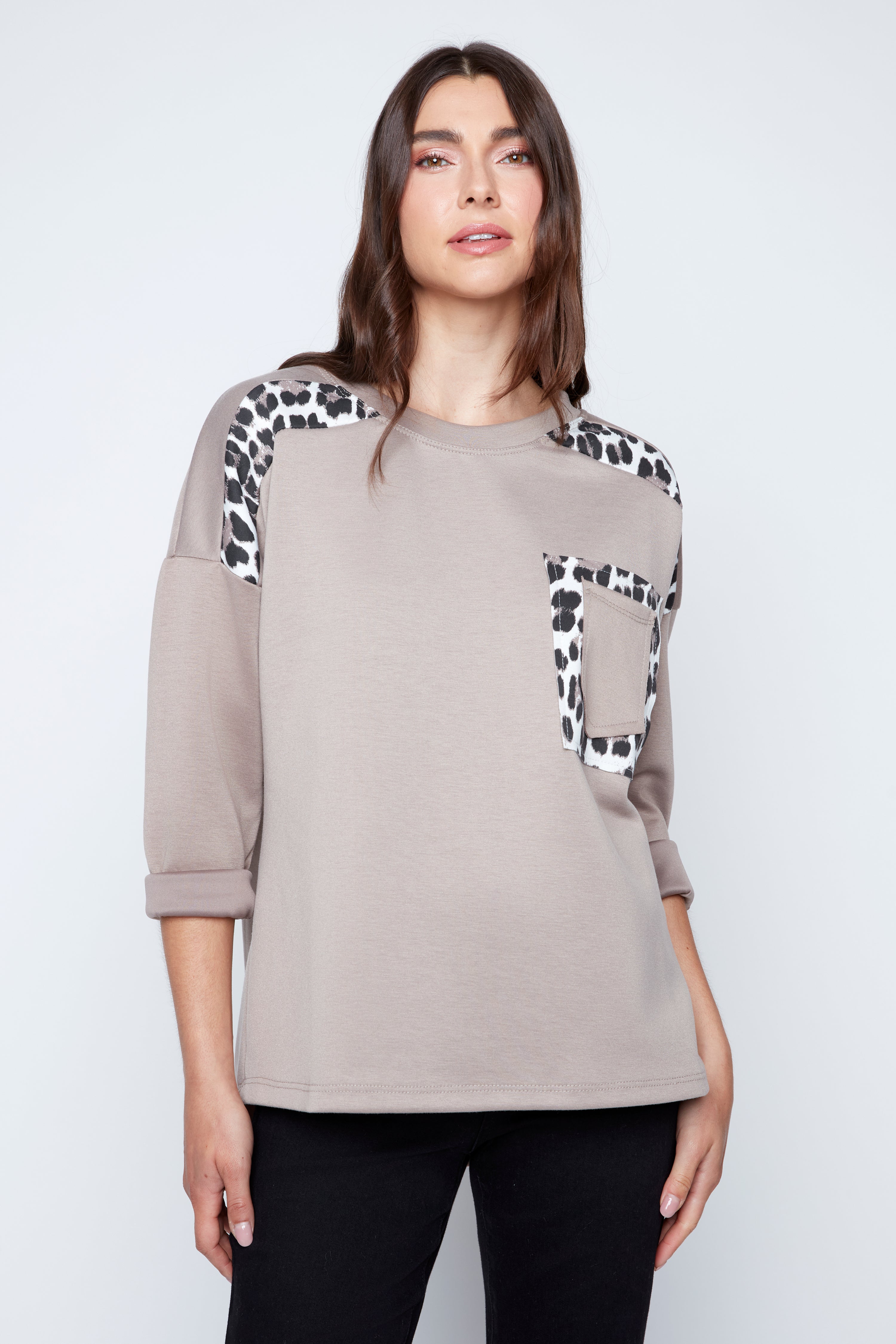Taupe animal print sweater