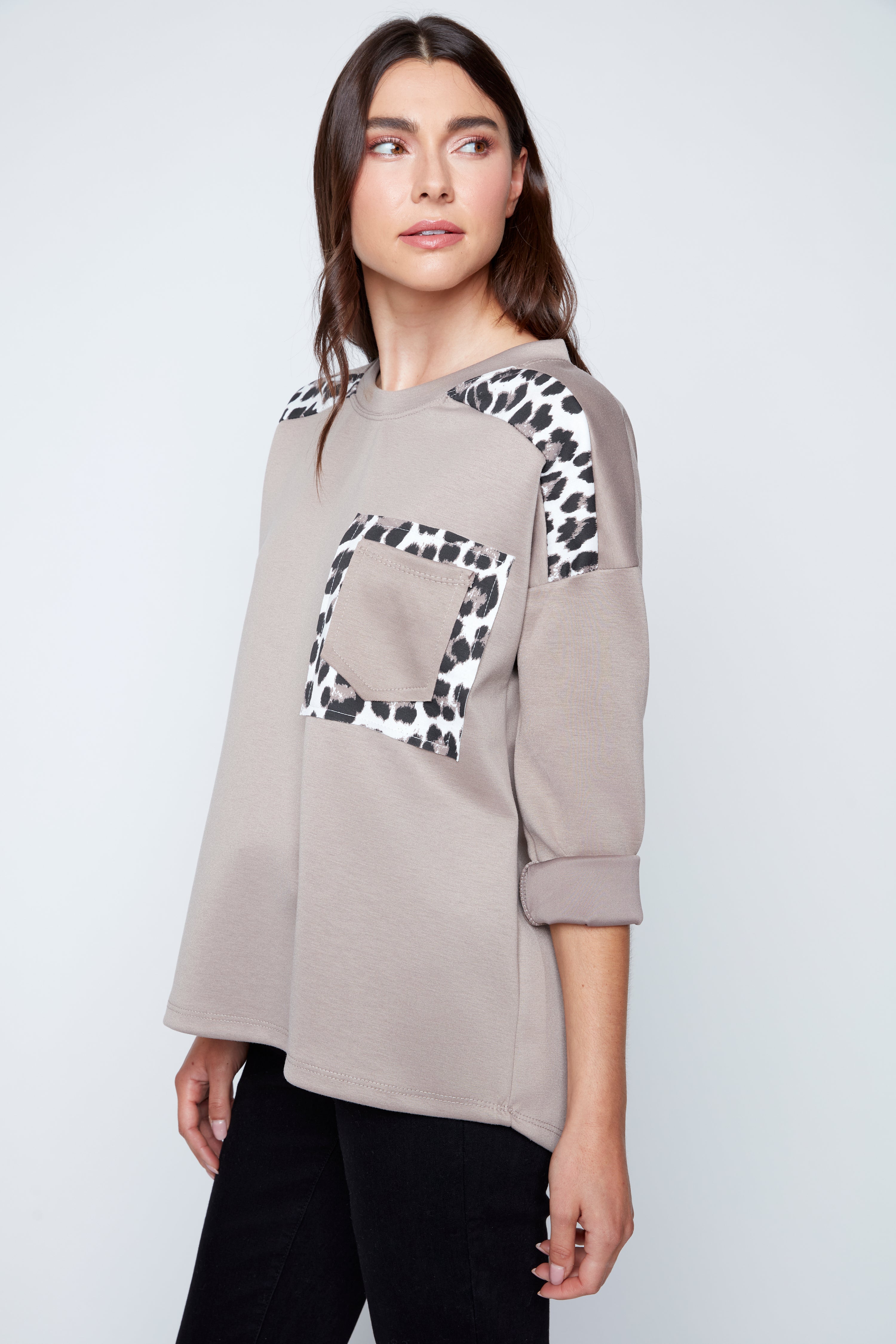Taupe animal print sweater