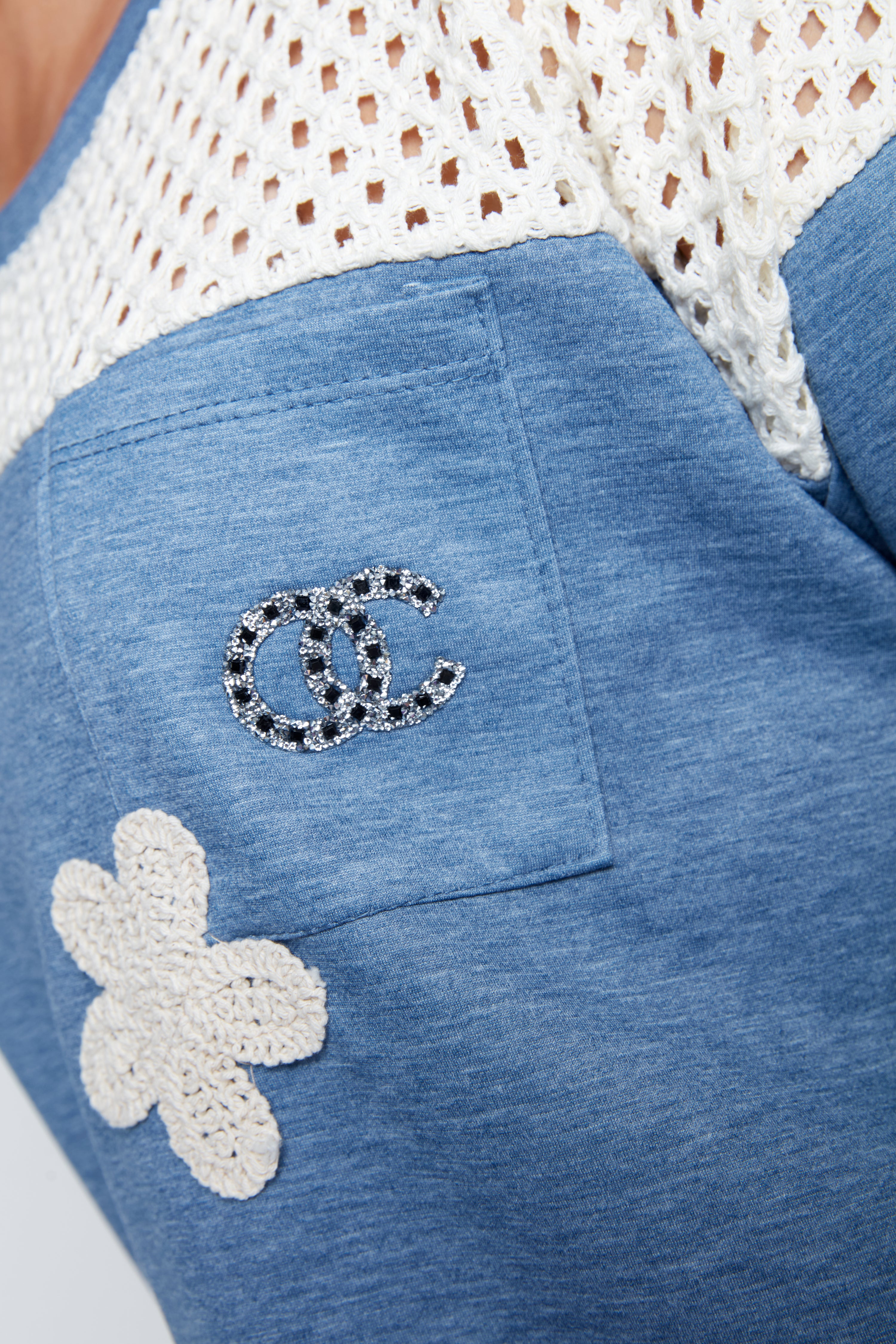 Crochet yoke sweater