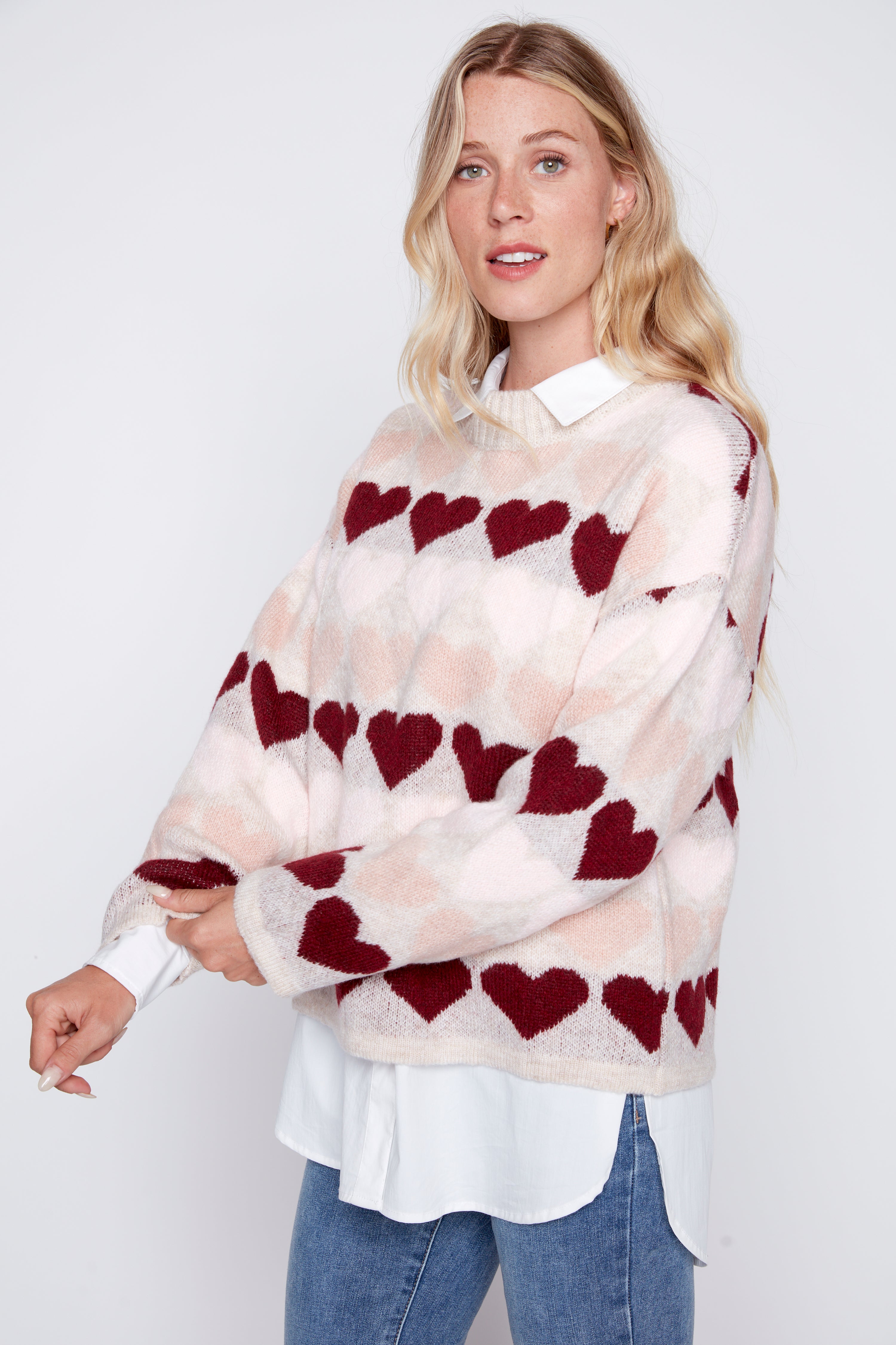All over hearts sweater