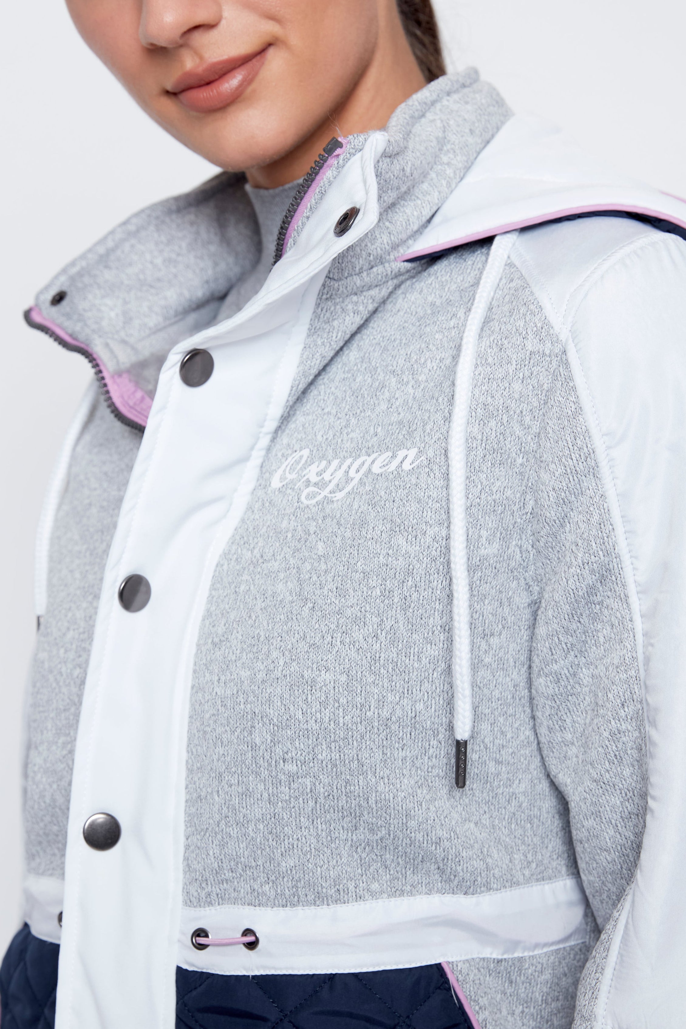 Color block mix media quilt jacket