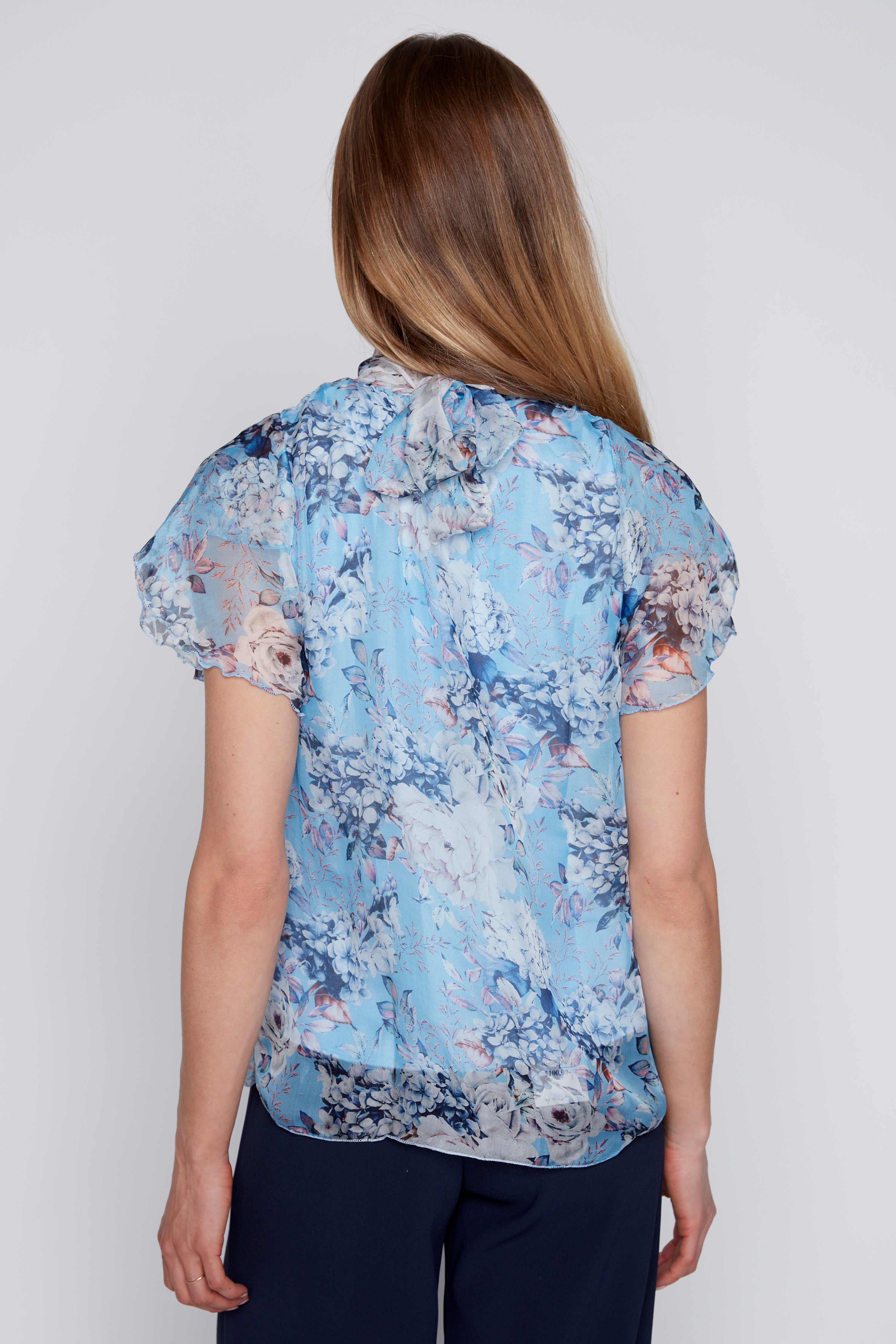 Floral print silk top