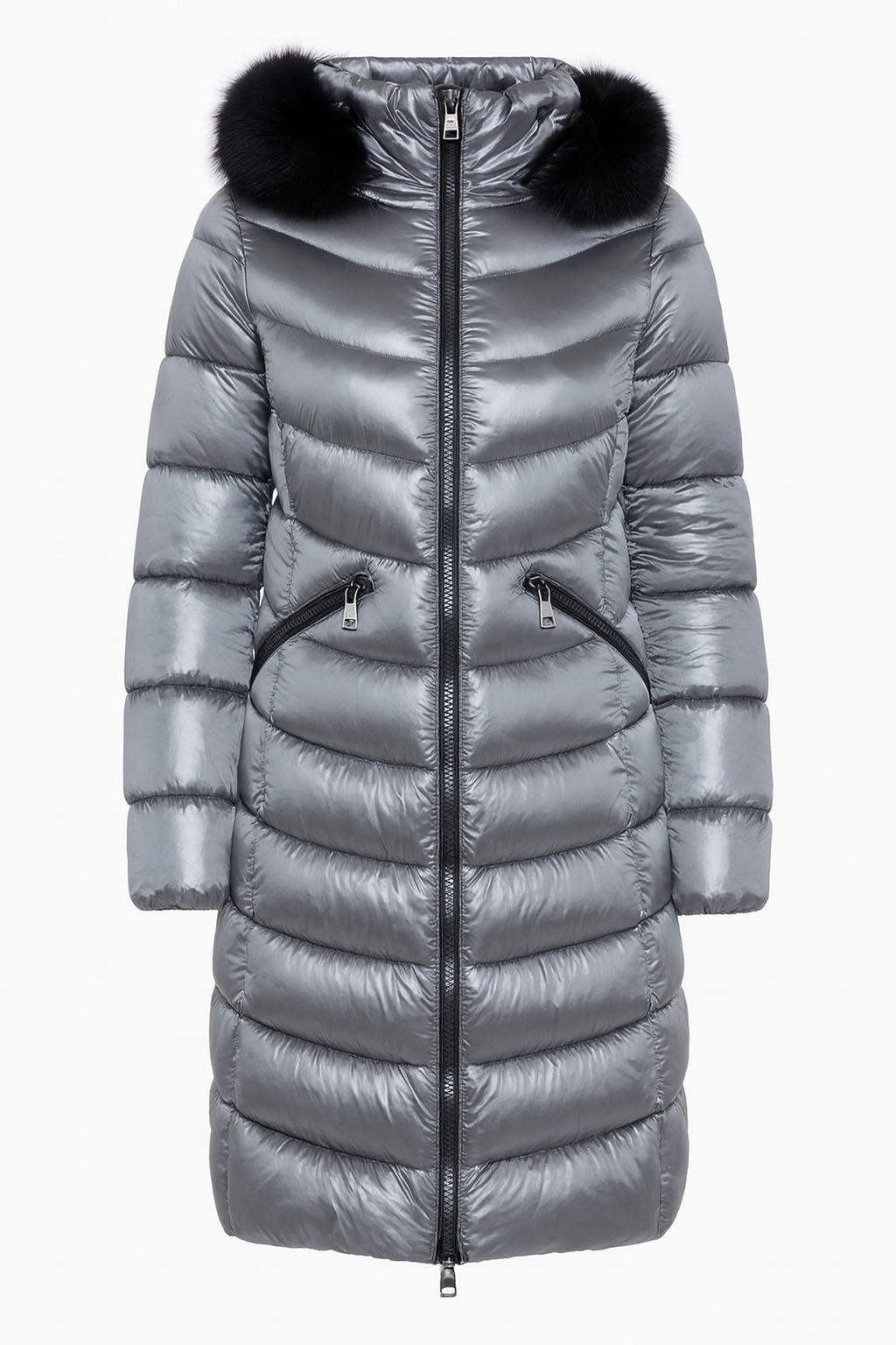 Horizontal quilt puffer coat
