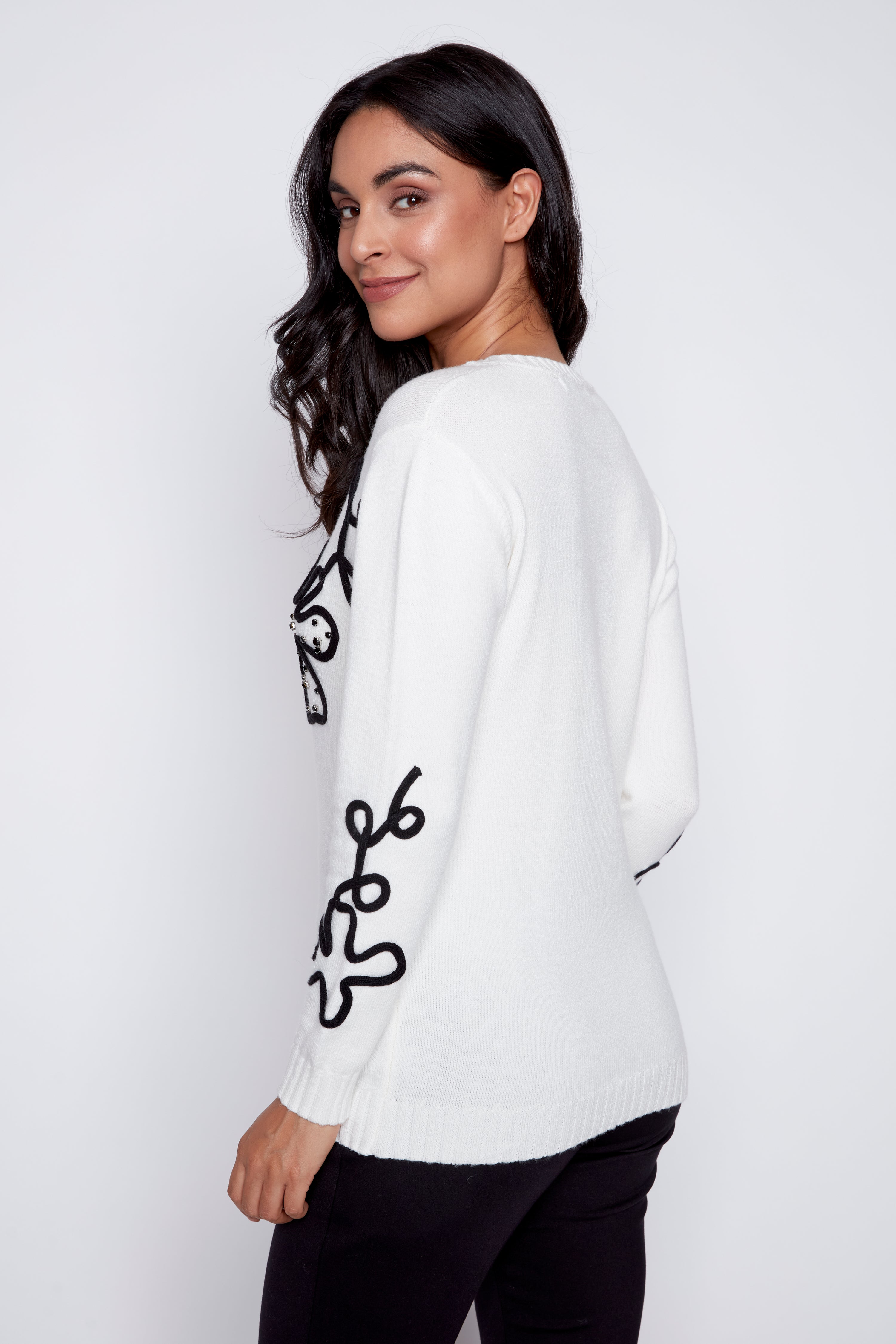 Abstract flower design sweater