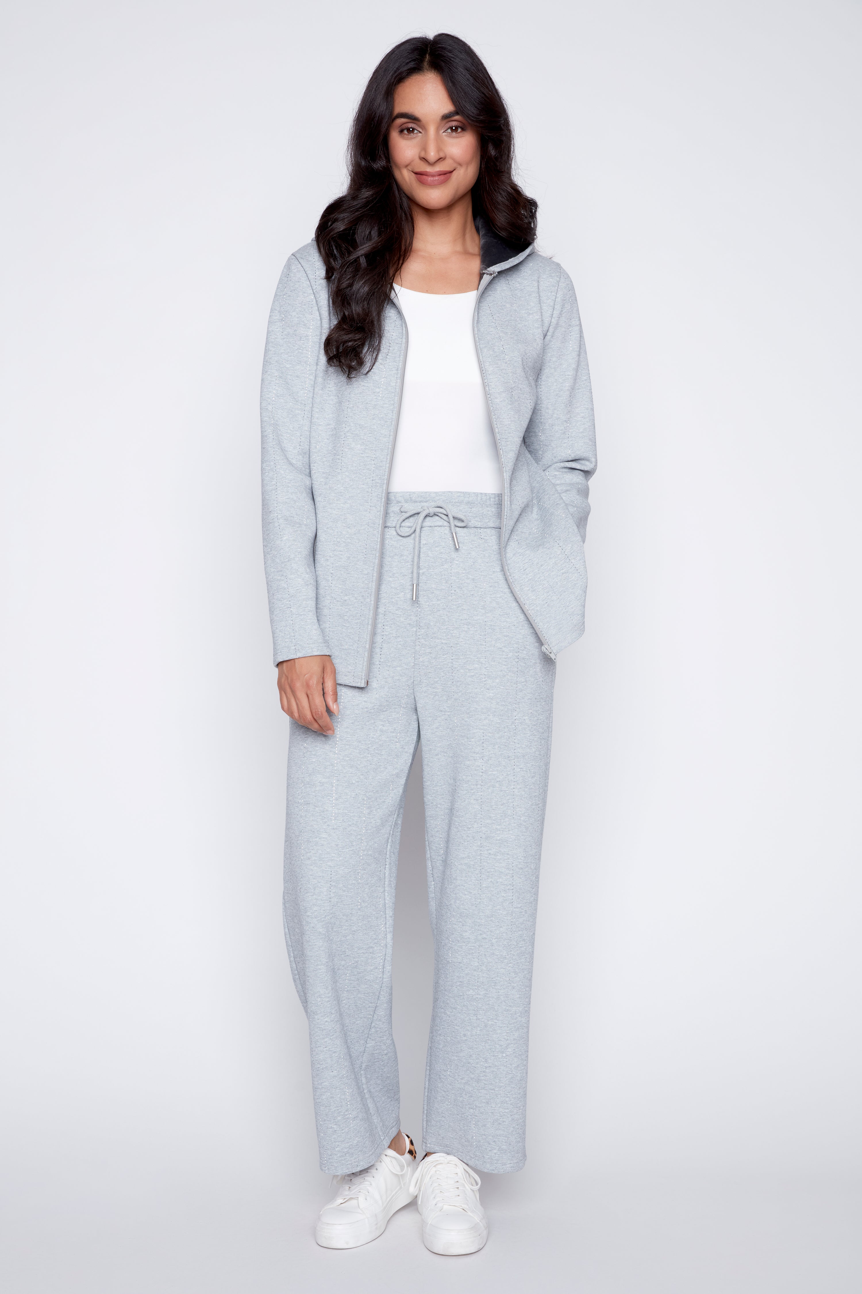 French terry hoodie with rhinestone