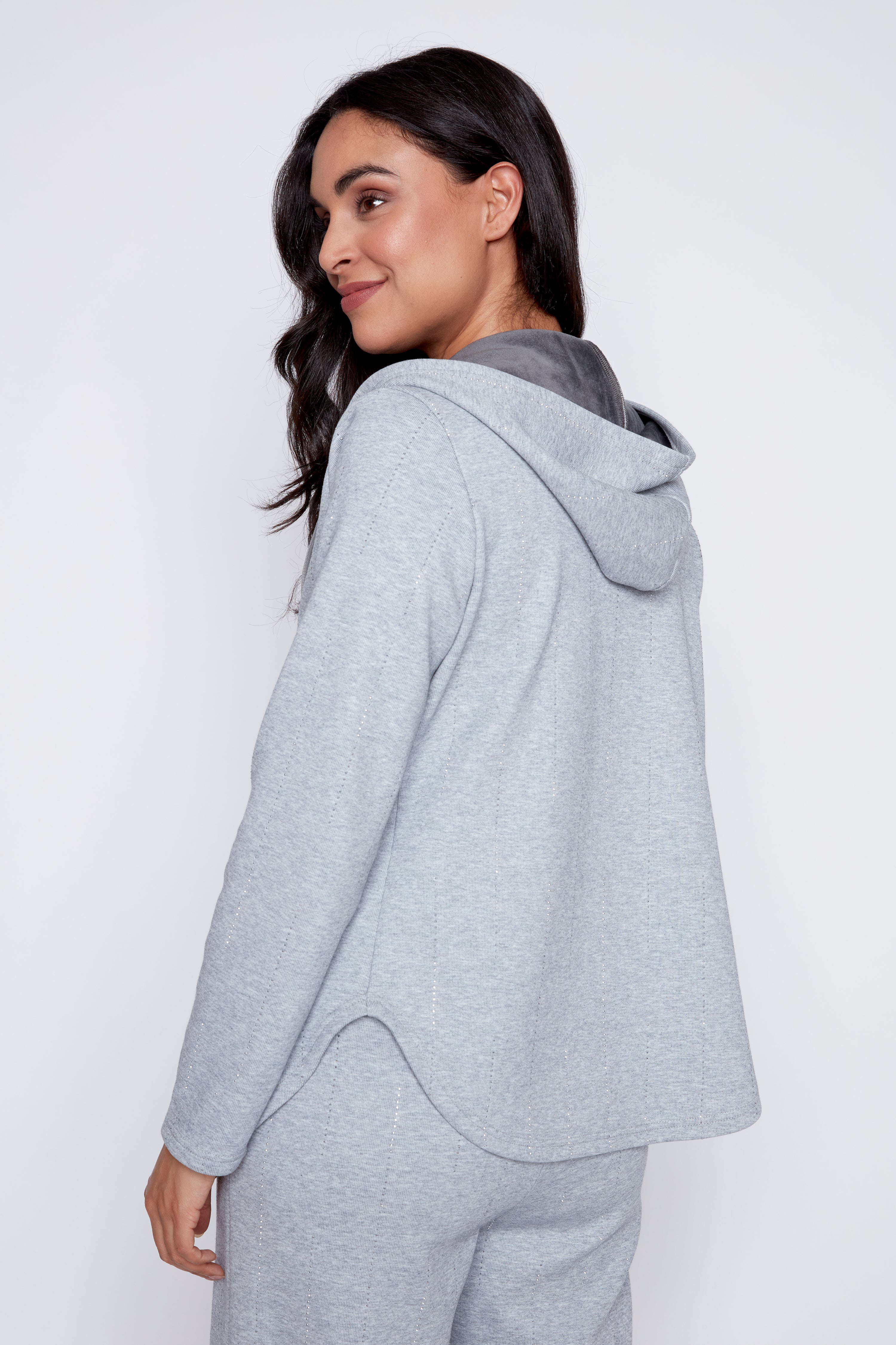 French terry hoodie with rhinestone