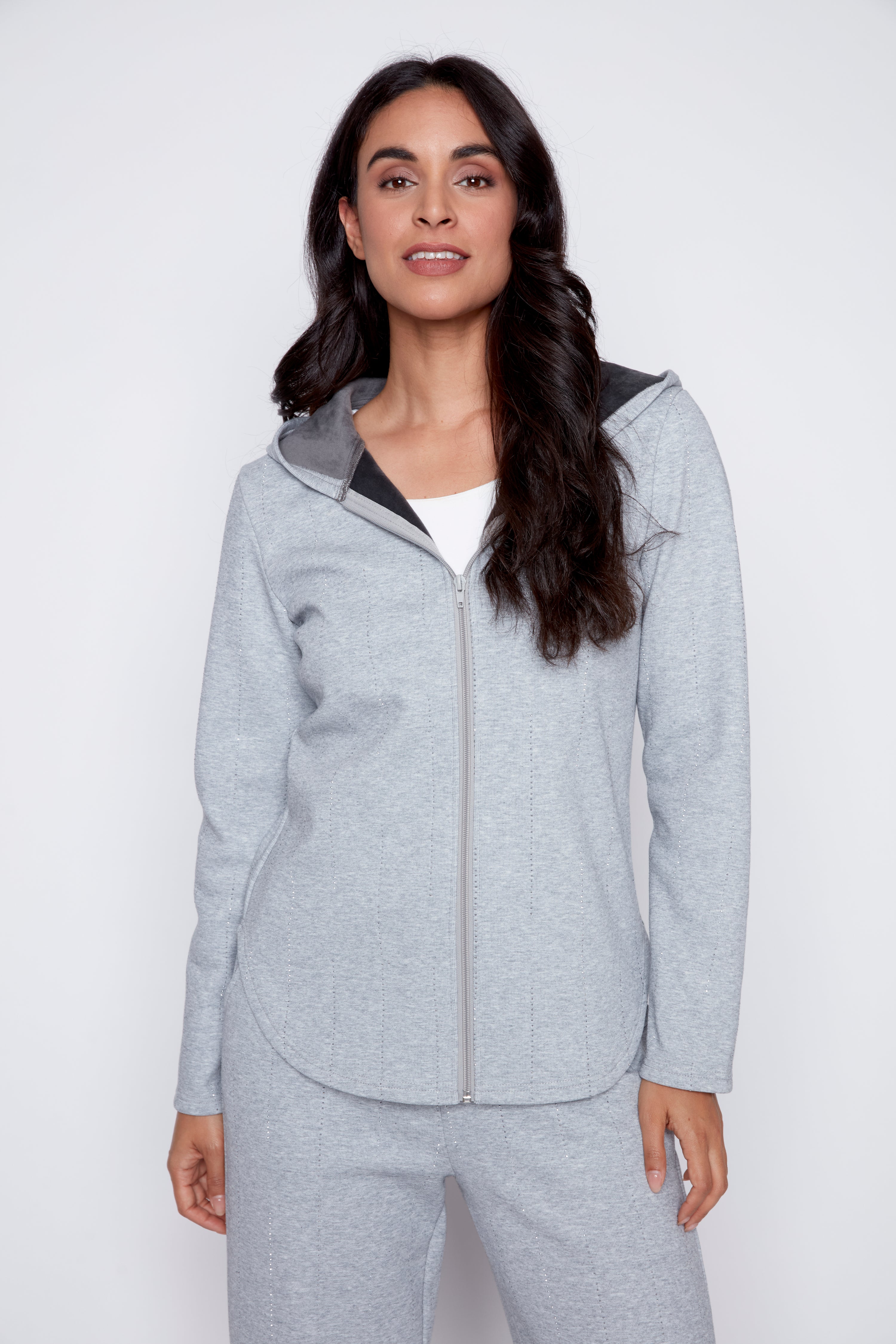 French terry hoodie with rhinestone