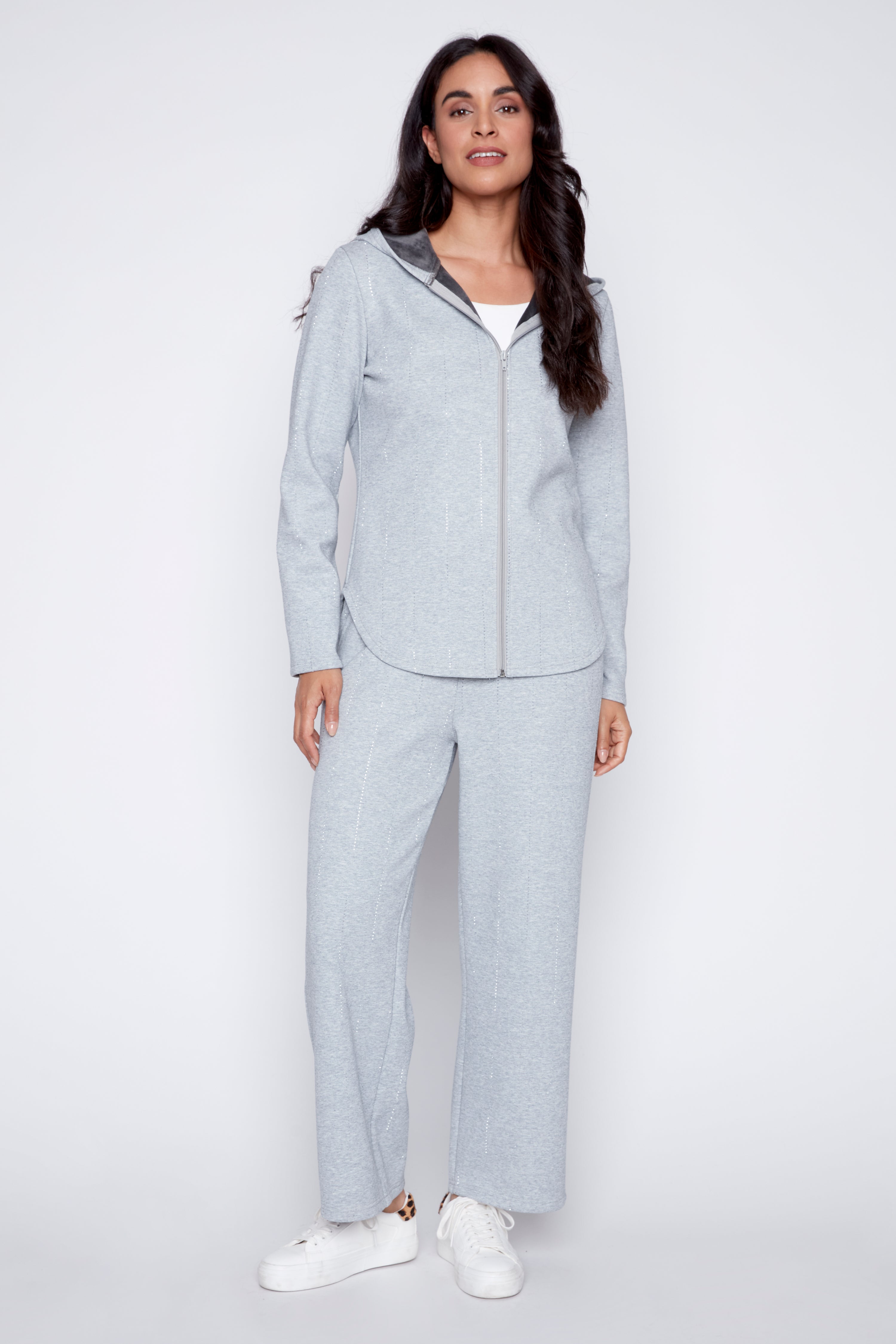 French terry hoodie with rhinestone