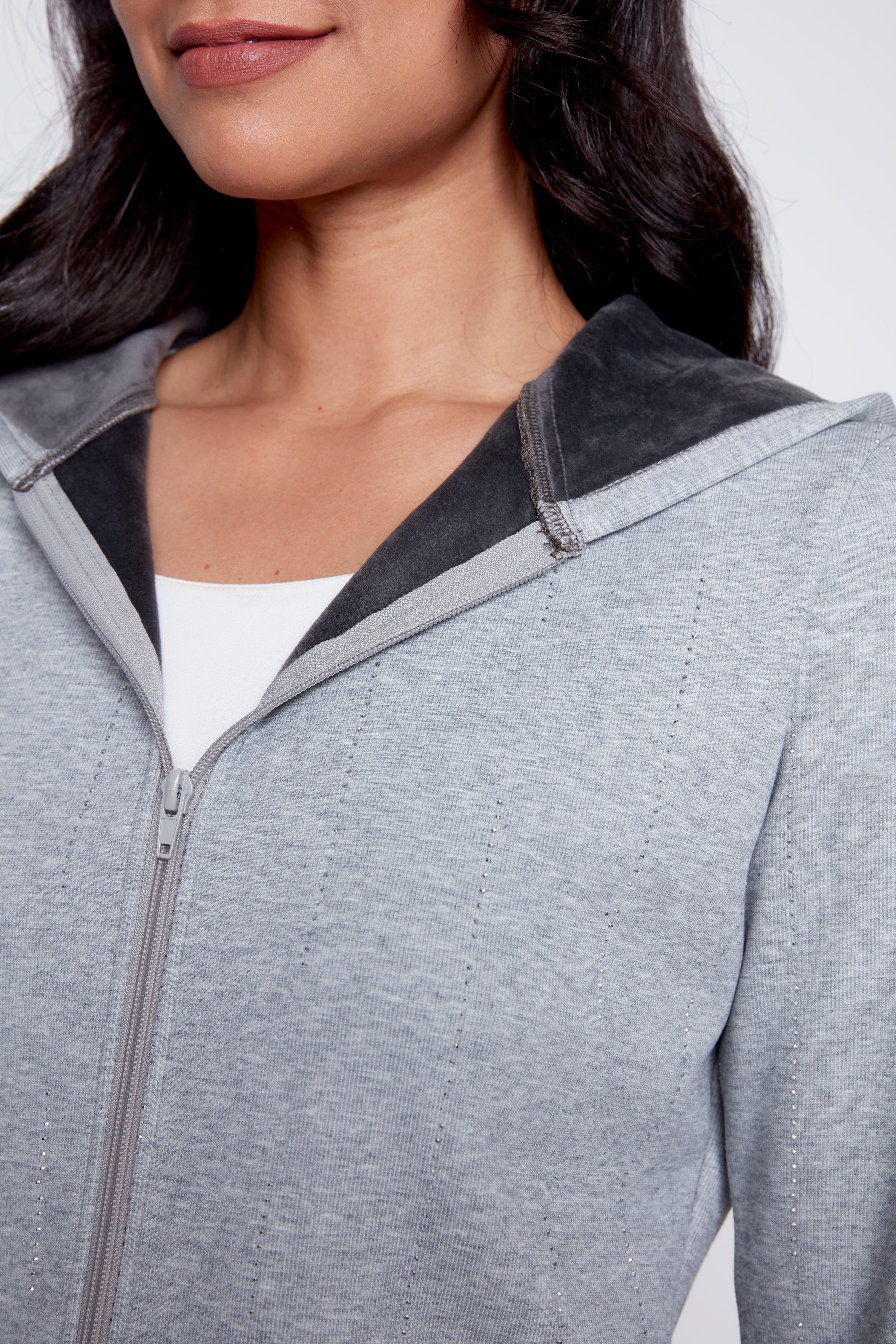 French terry hoodie with rhinestone