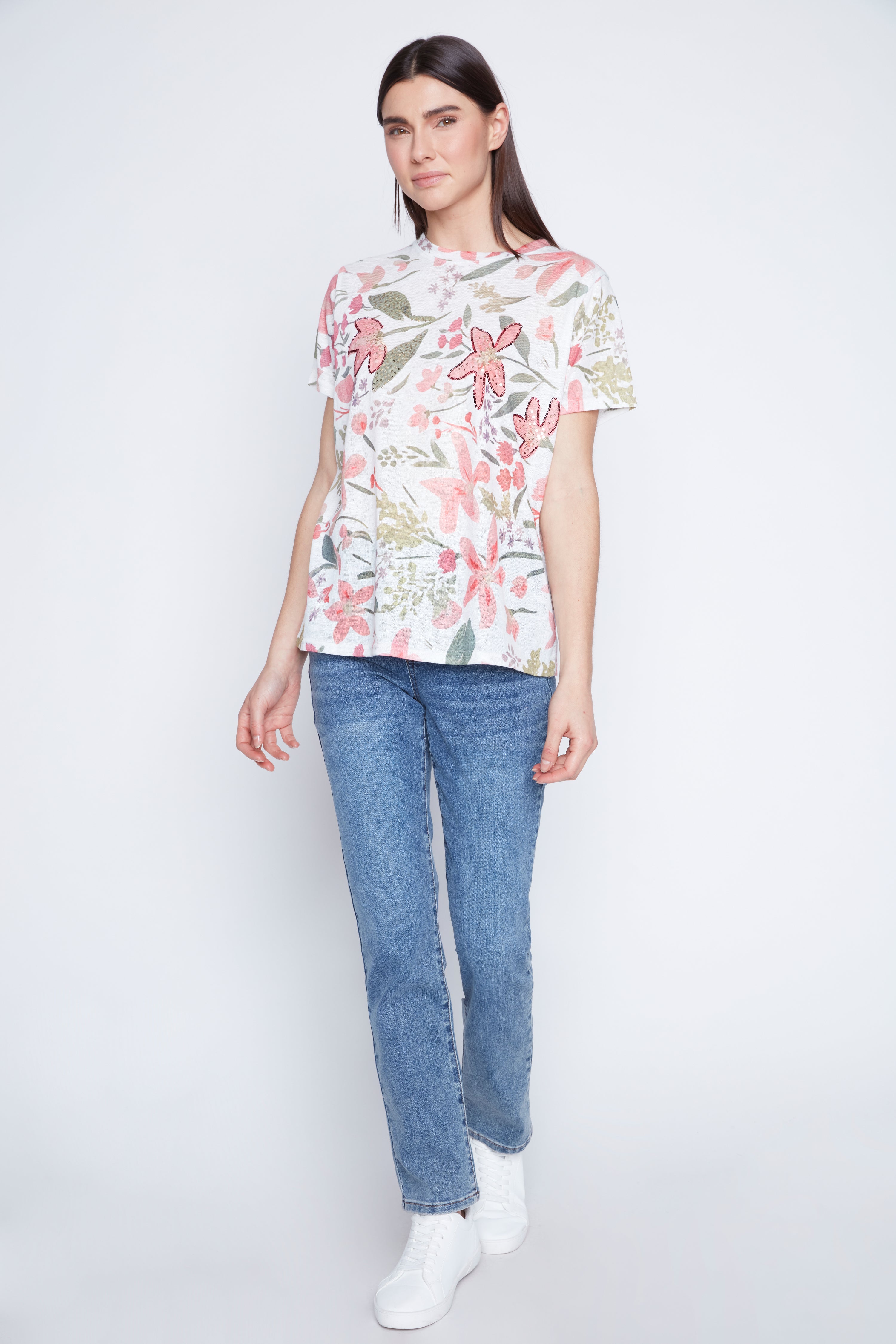 Floral soft knit top