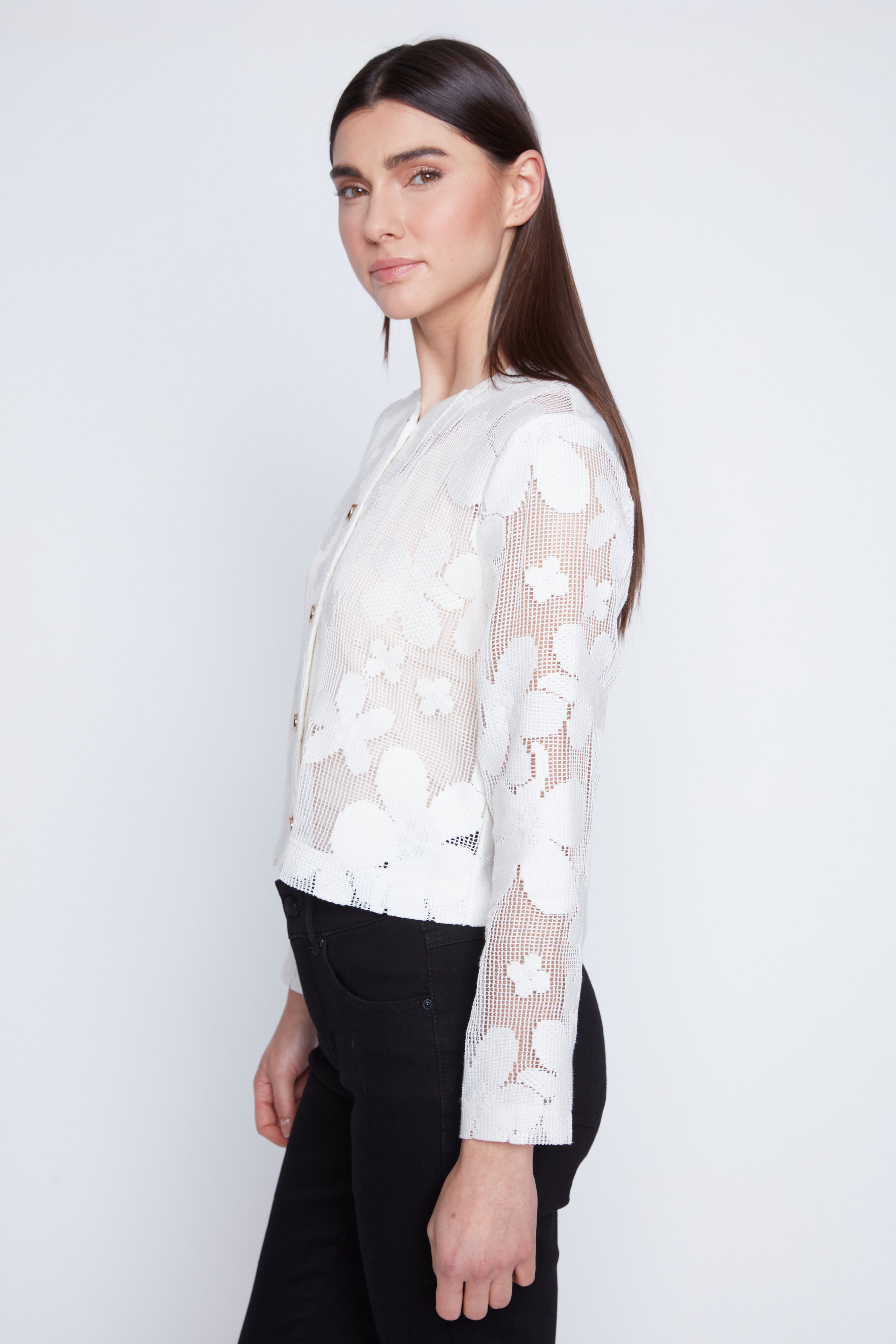 Crochet floral jacket