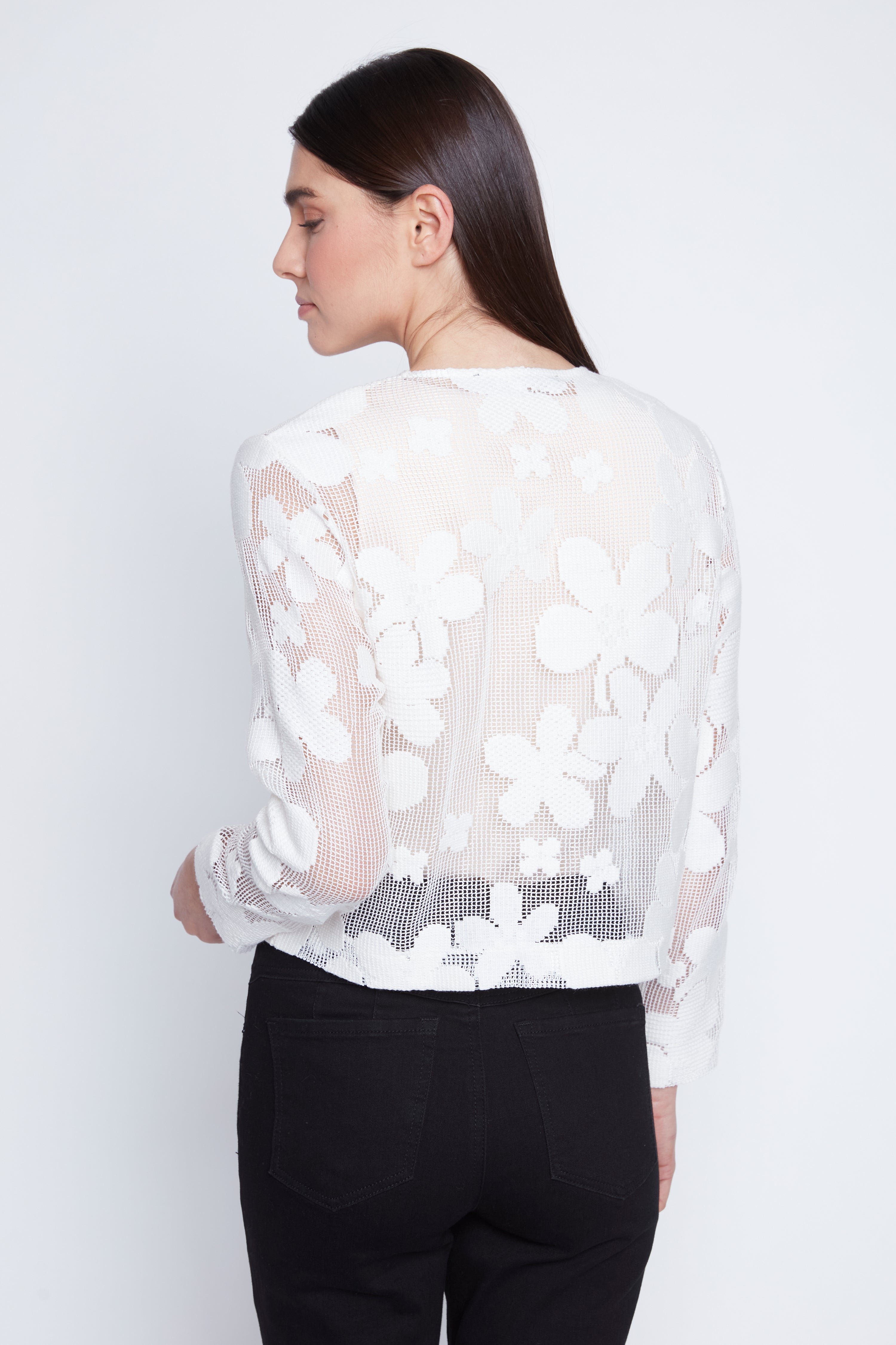 Crochet floral jacket