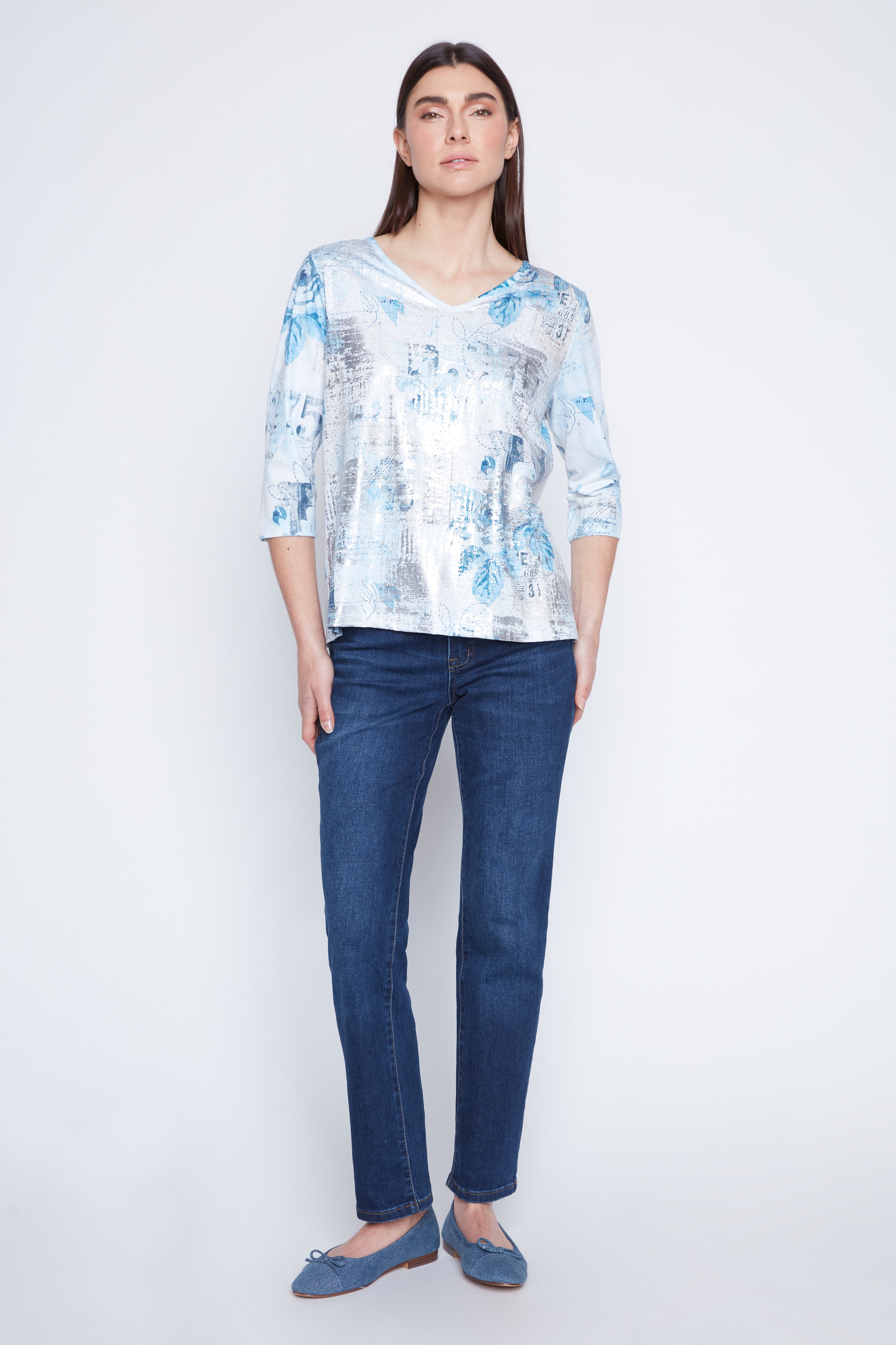 Floral foil print top