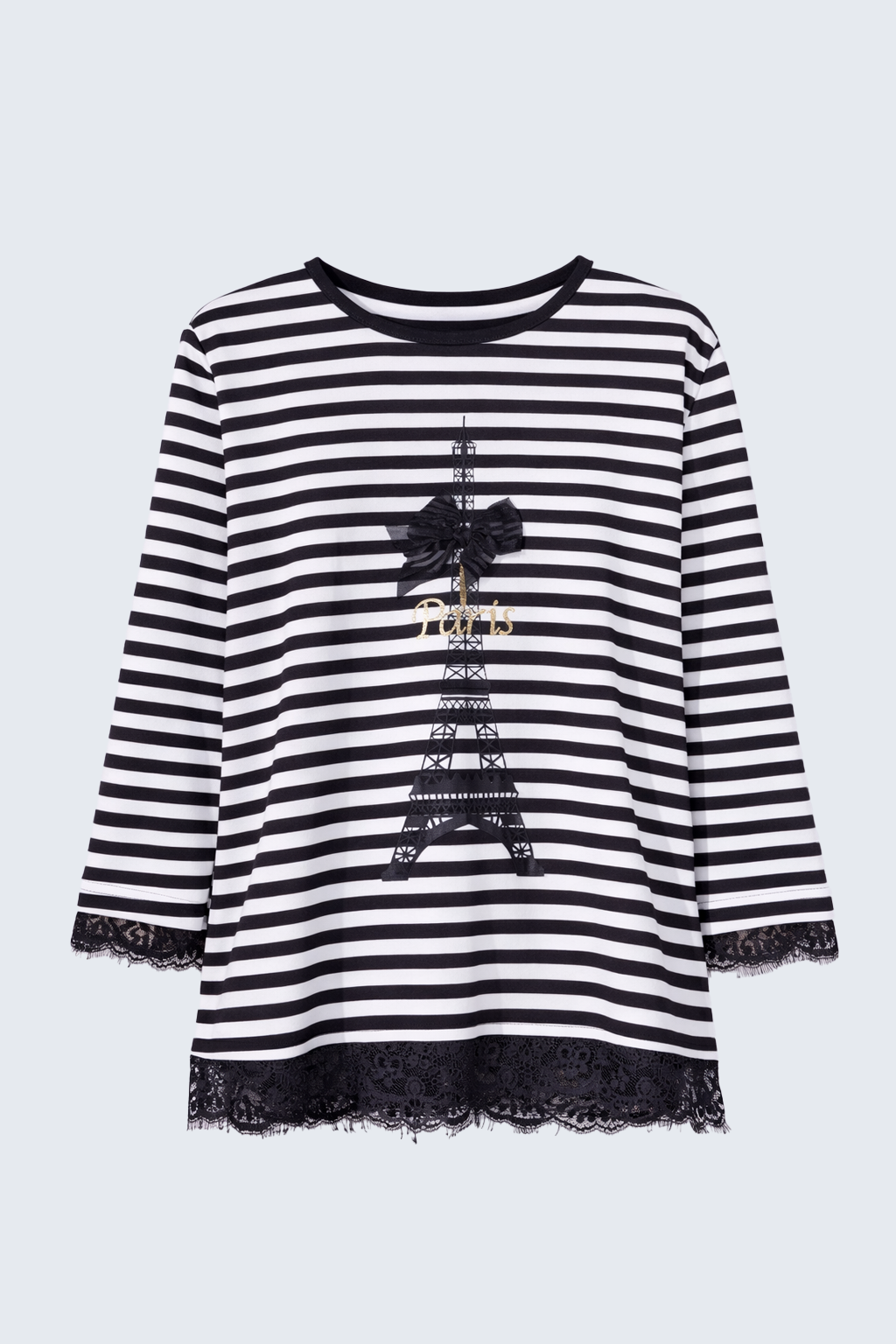Lace trim Paris t-shirt