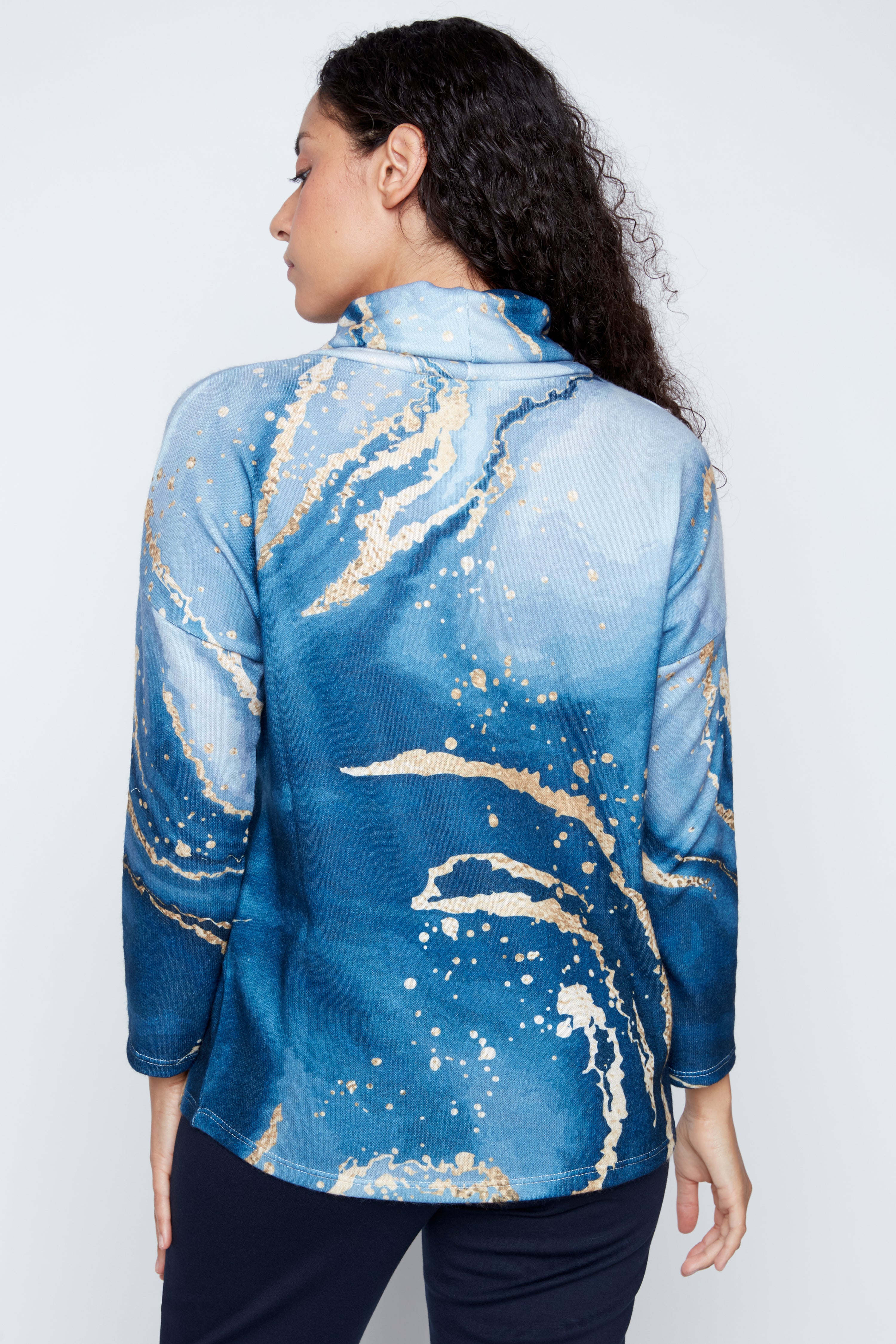 Indigo hearts cowl neck top