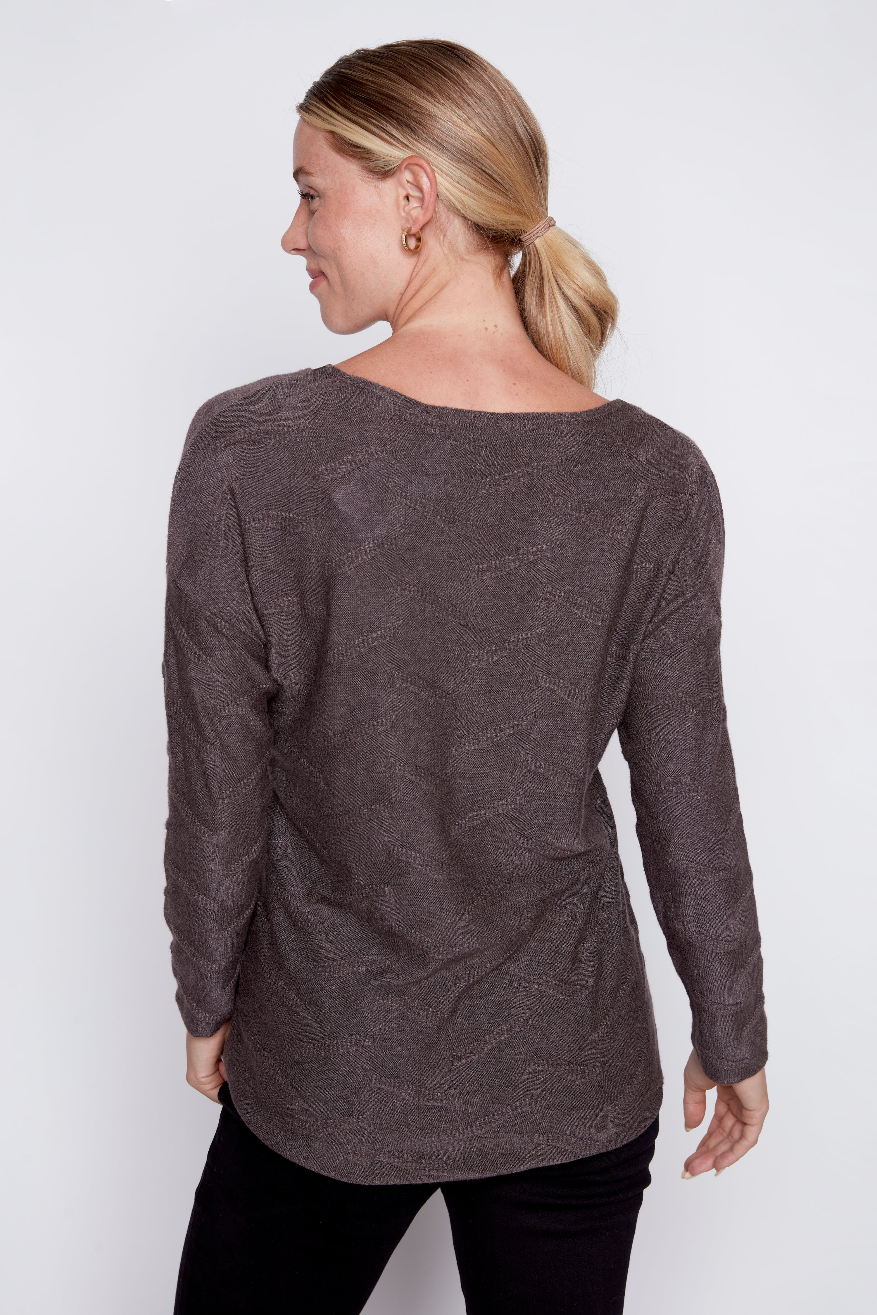 Textured knit foil top