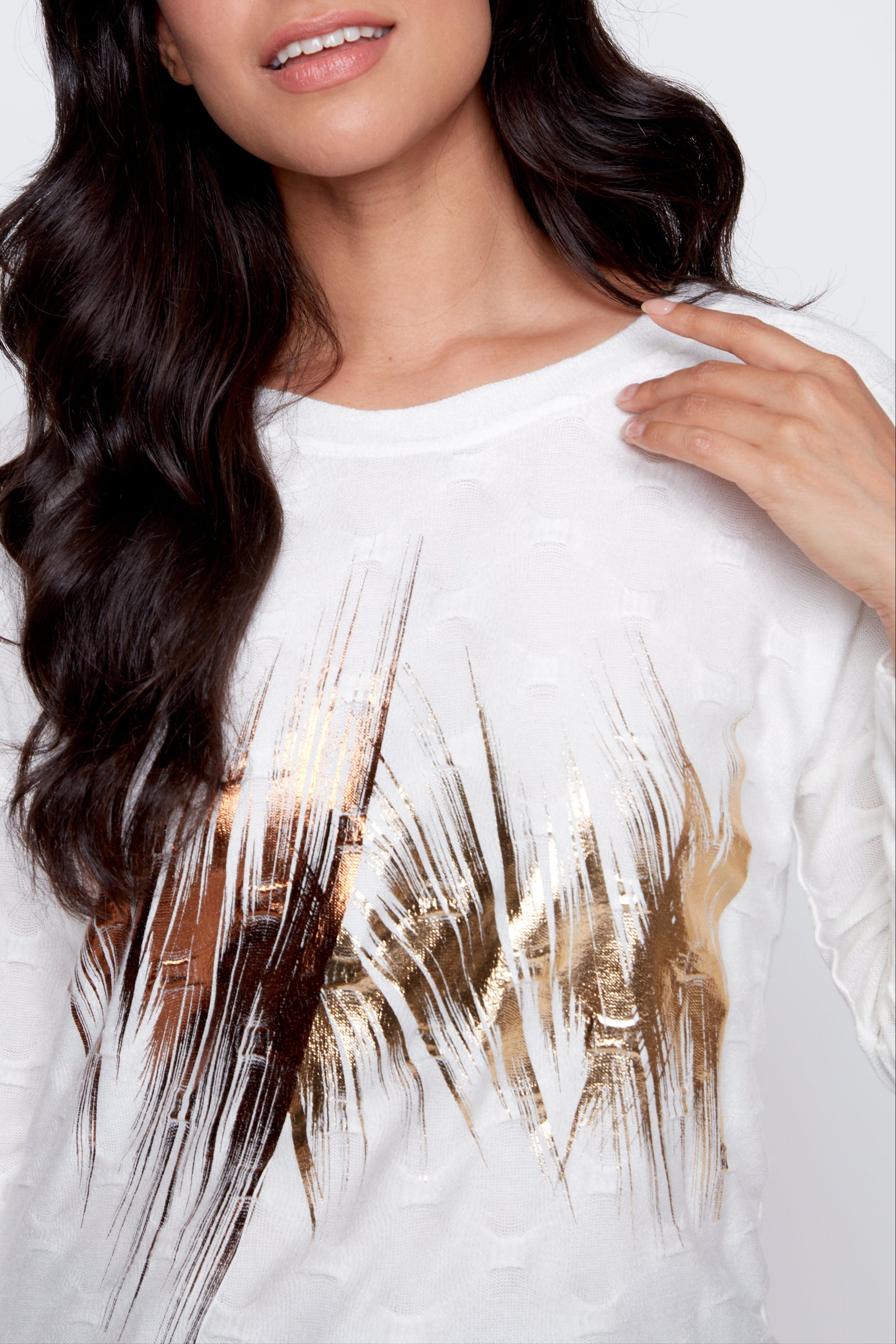 Textured knit foil top