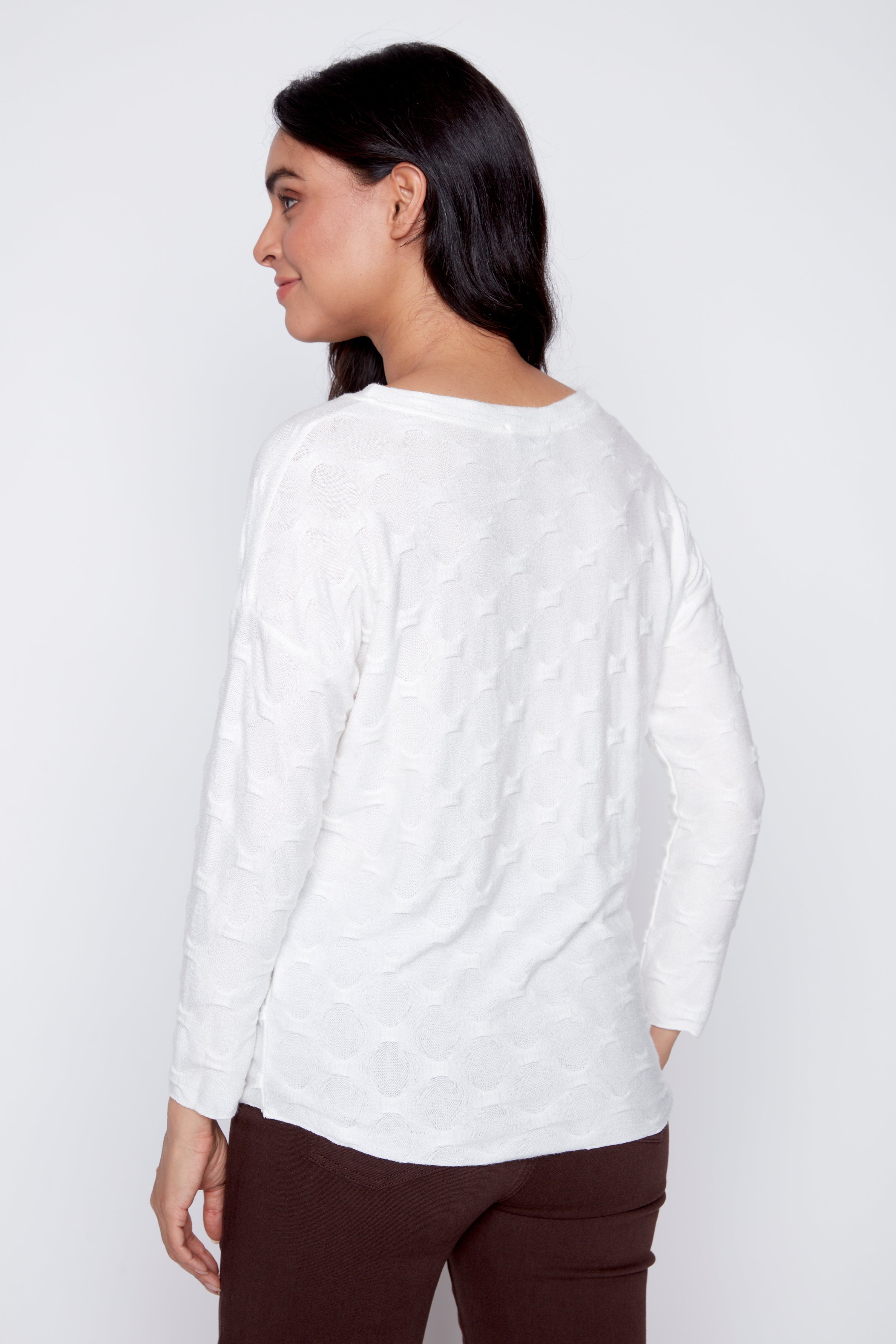 Textured knit foil top