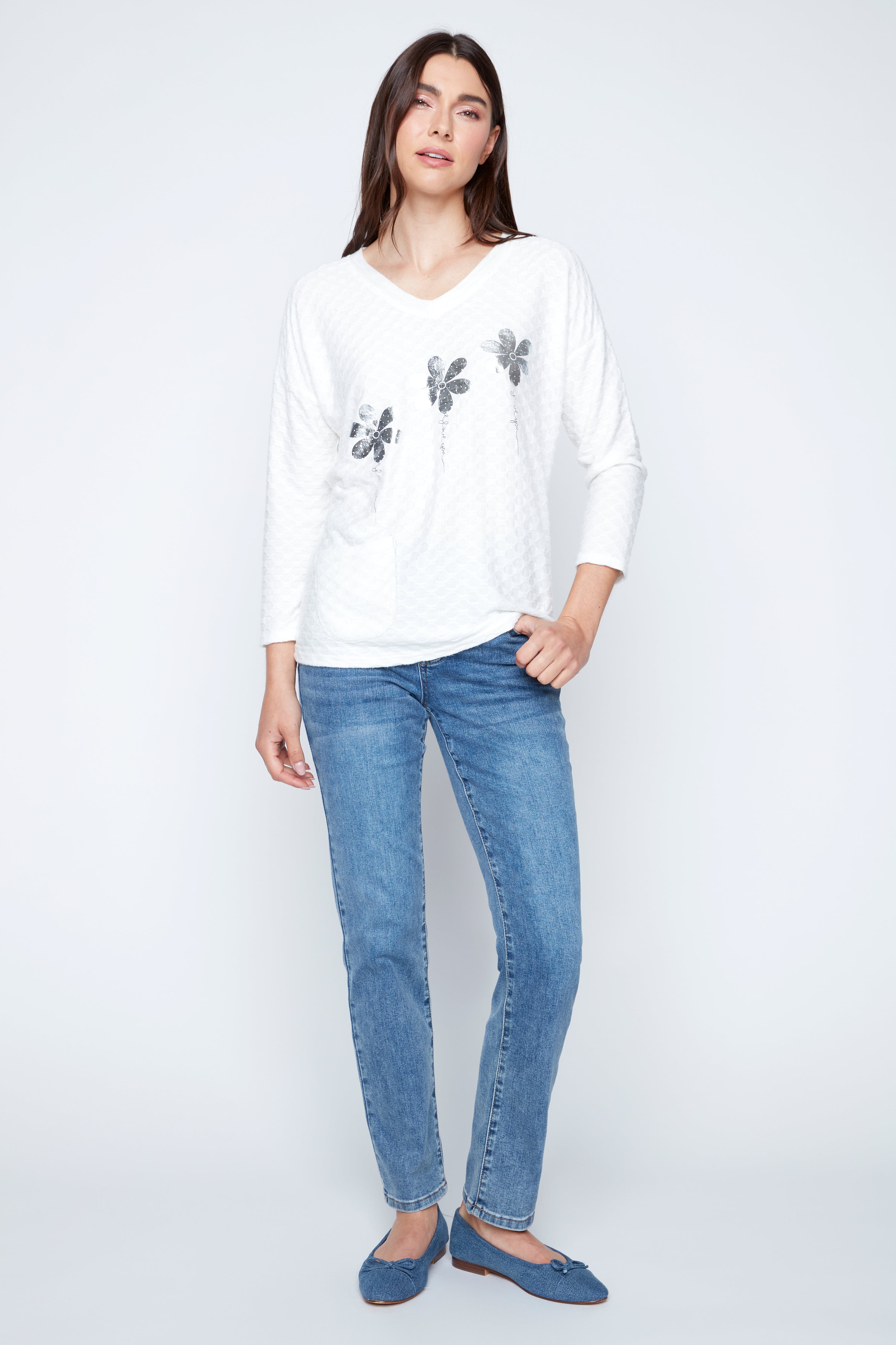 Textured bloom embossed top