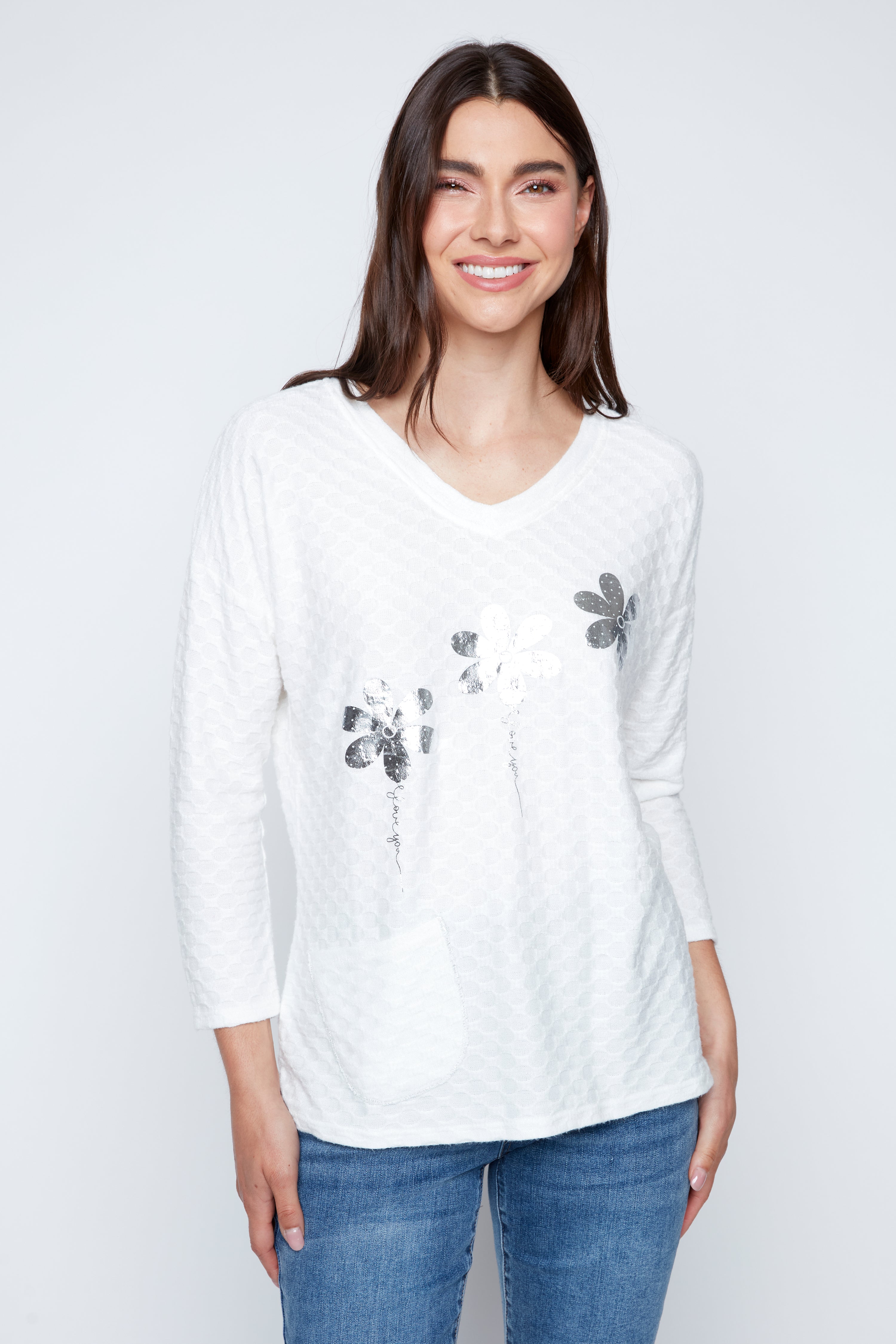 Textured bloom embossed top