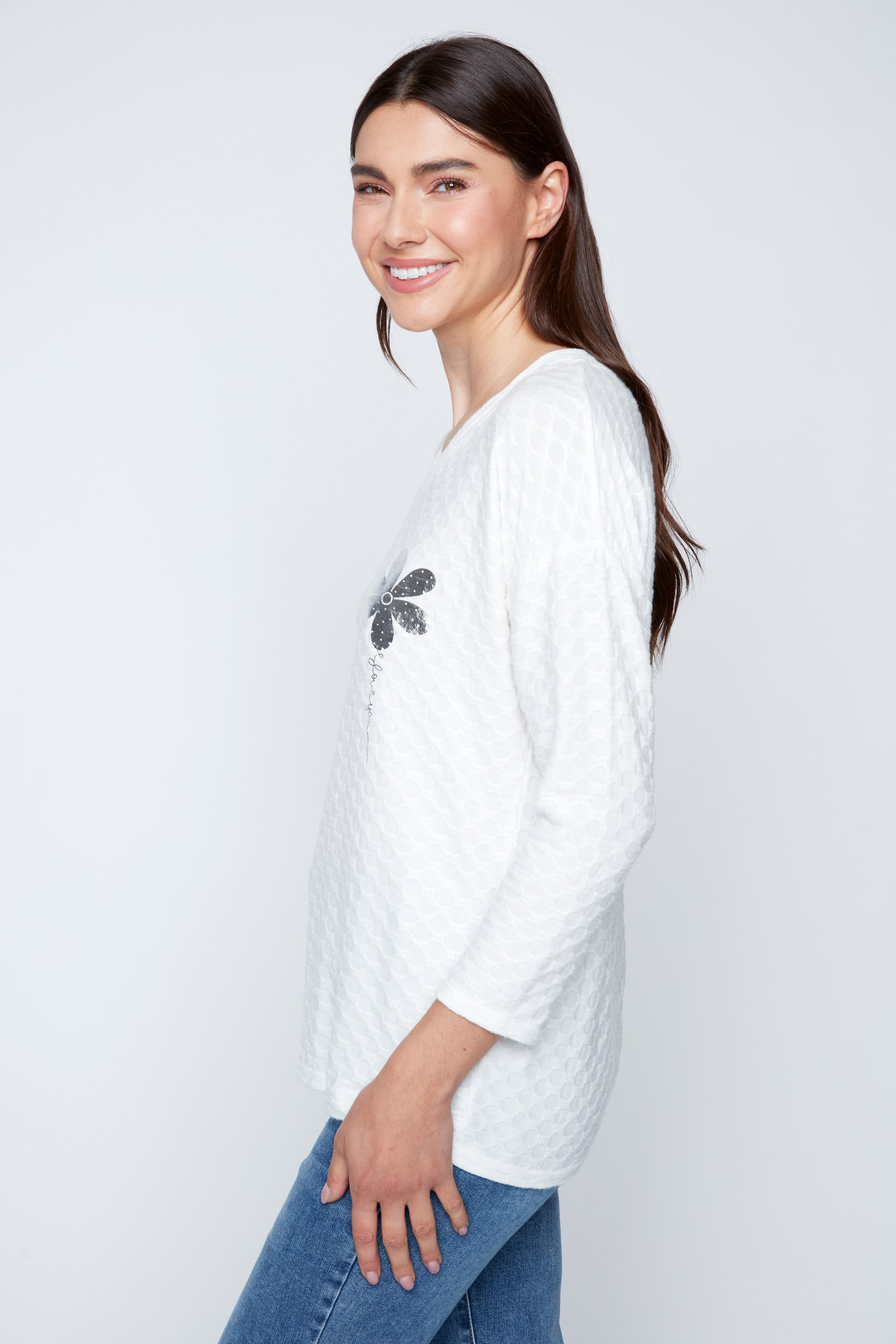 Textured bloom embossed top