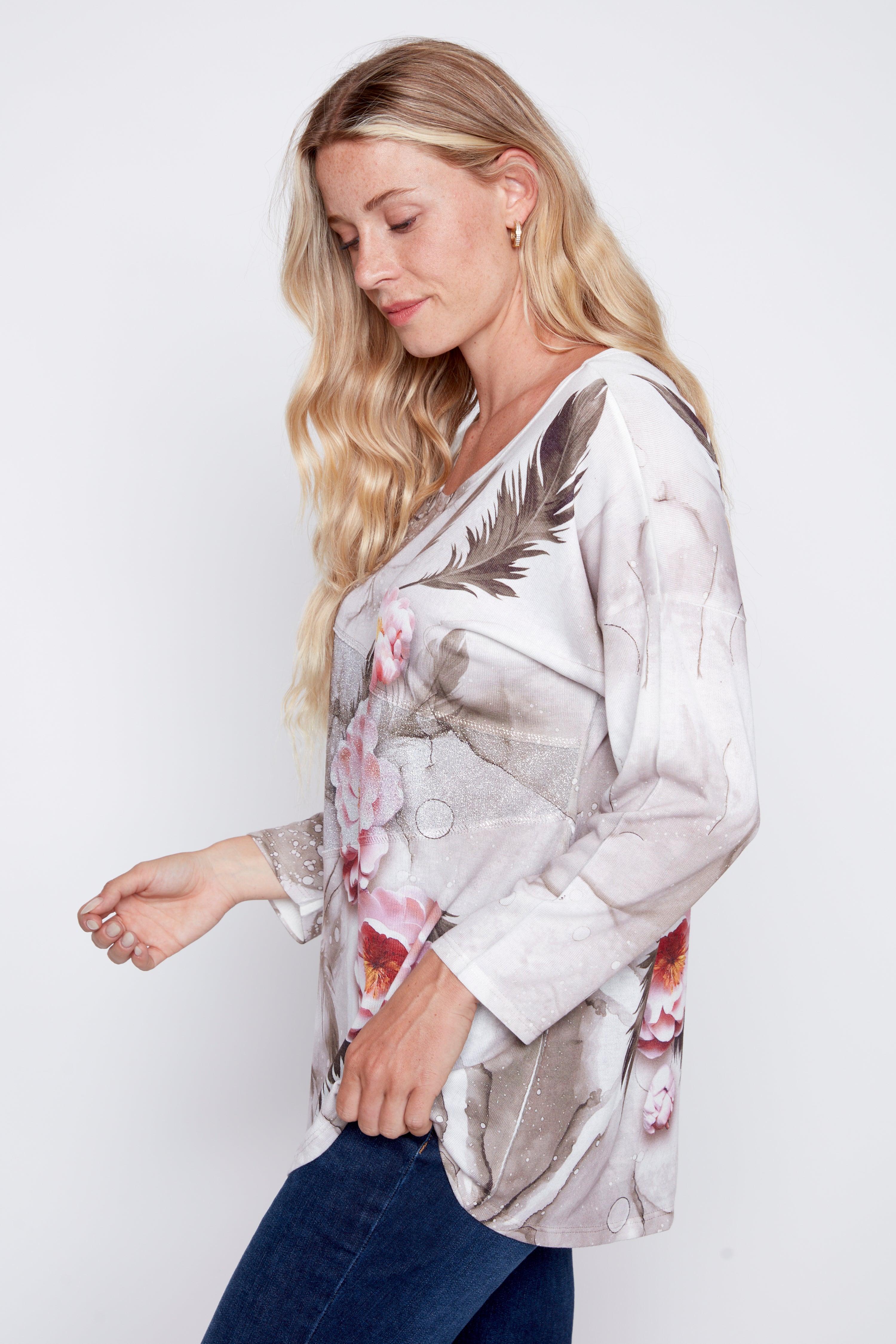Floral knit with lurex tunic
