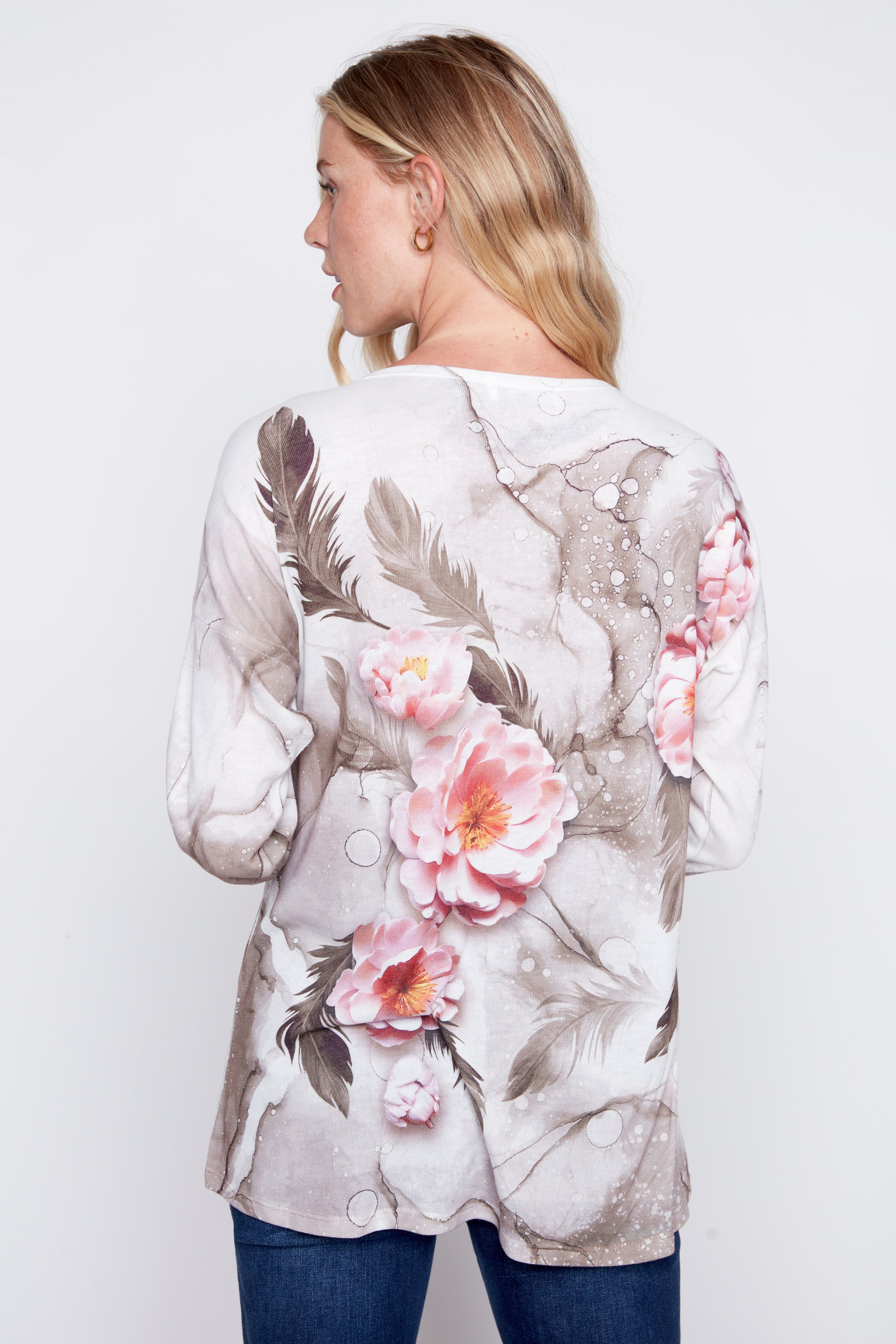 Floral knit with lurex tunic
