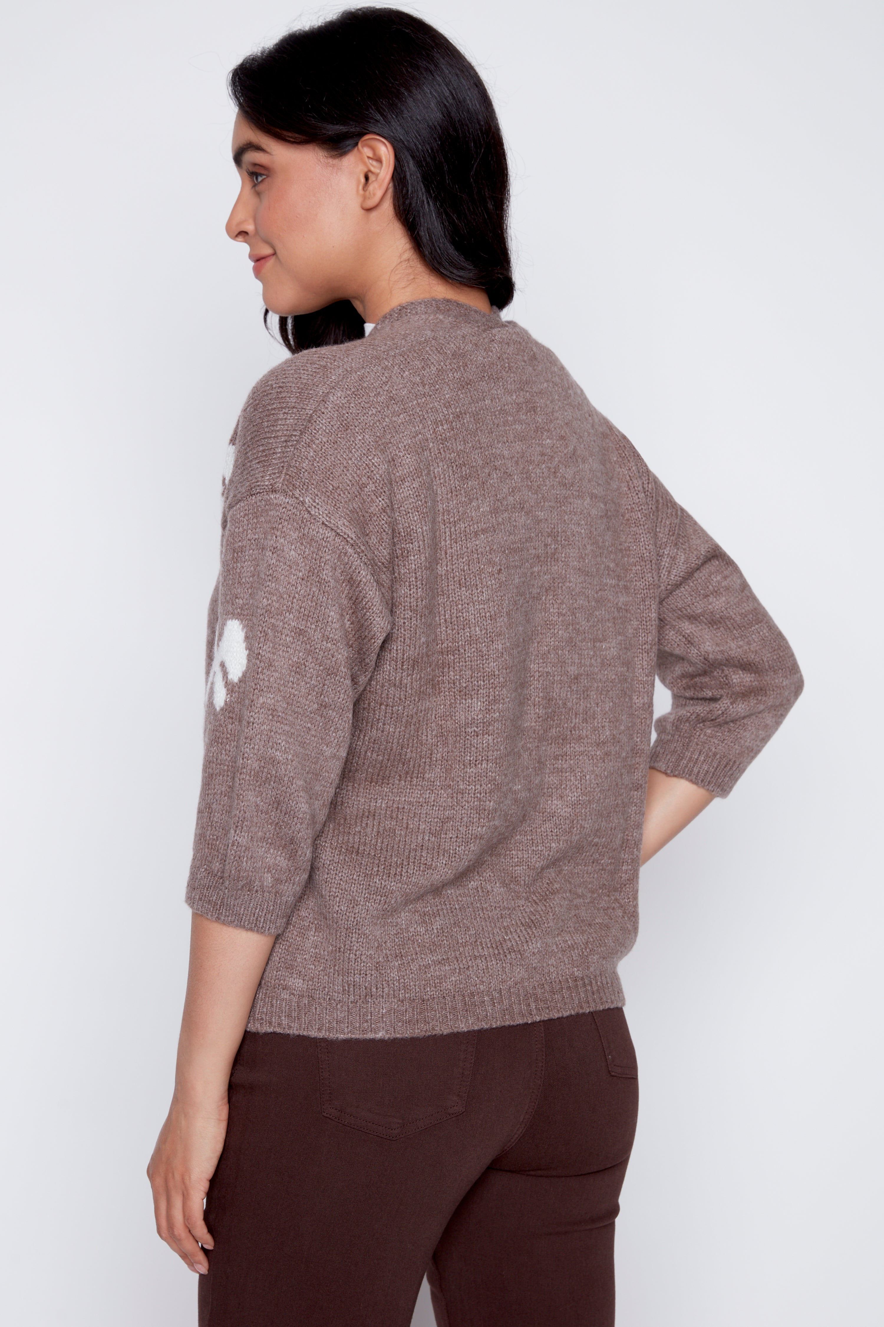 Open front bow design cardigan