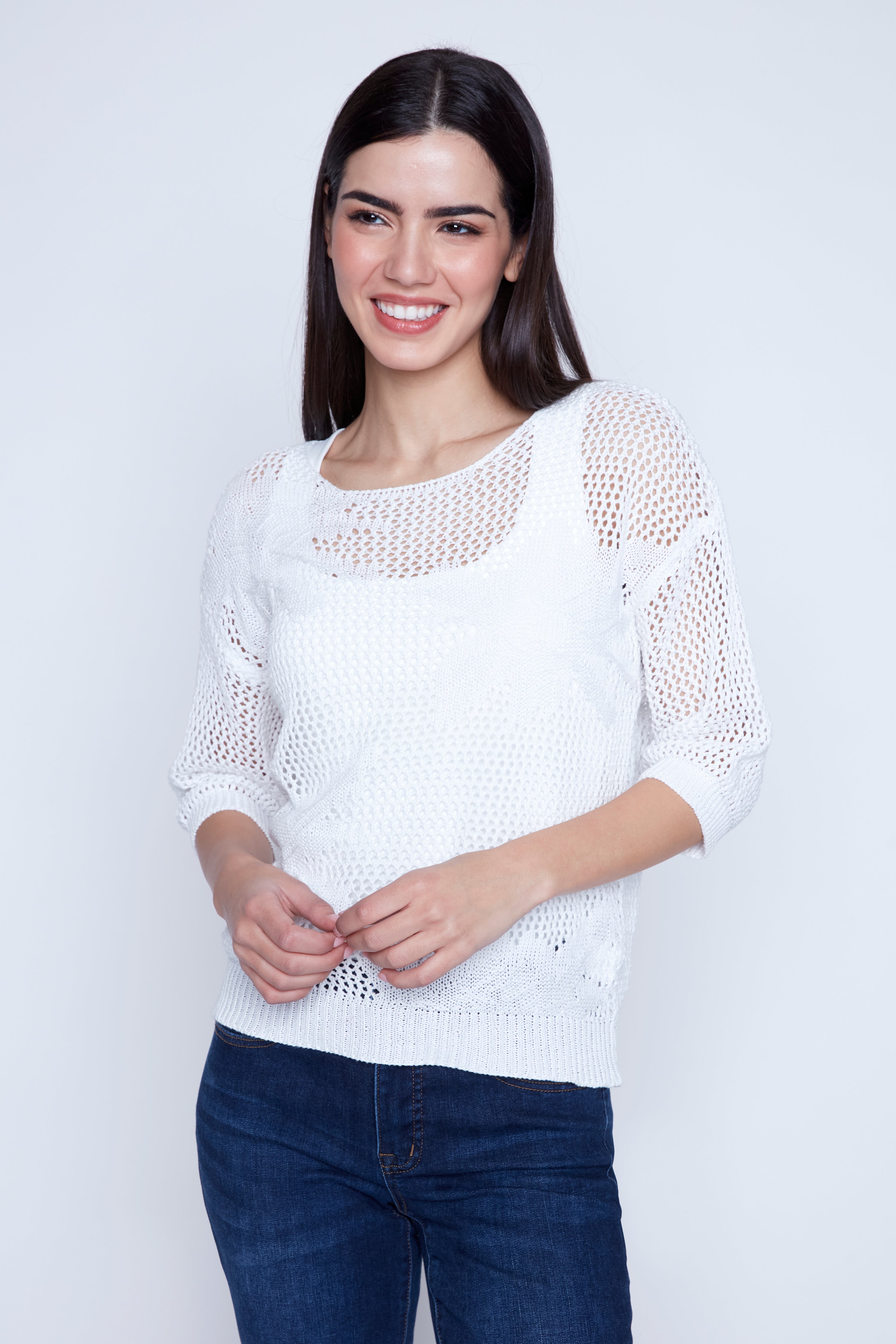 Floral crochet sweater