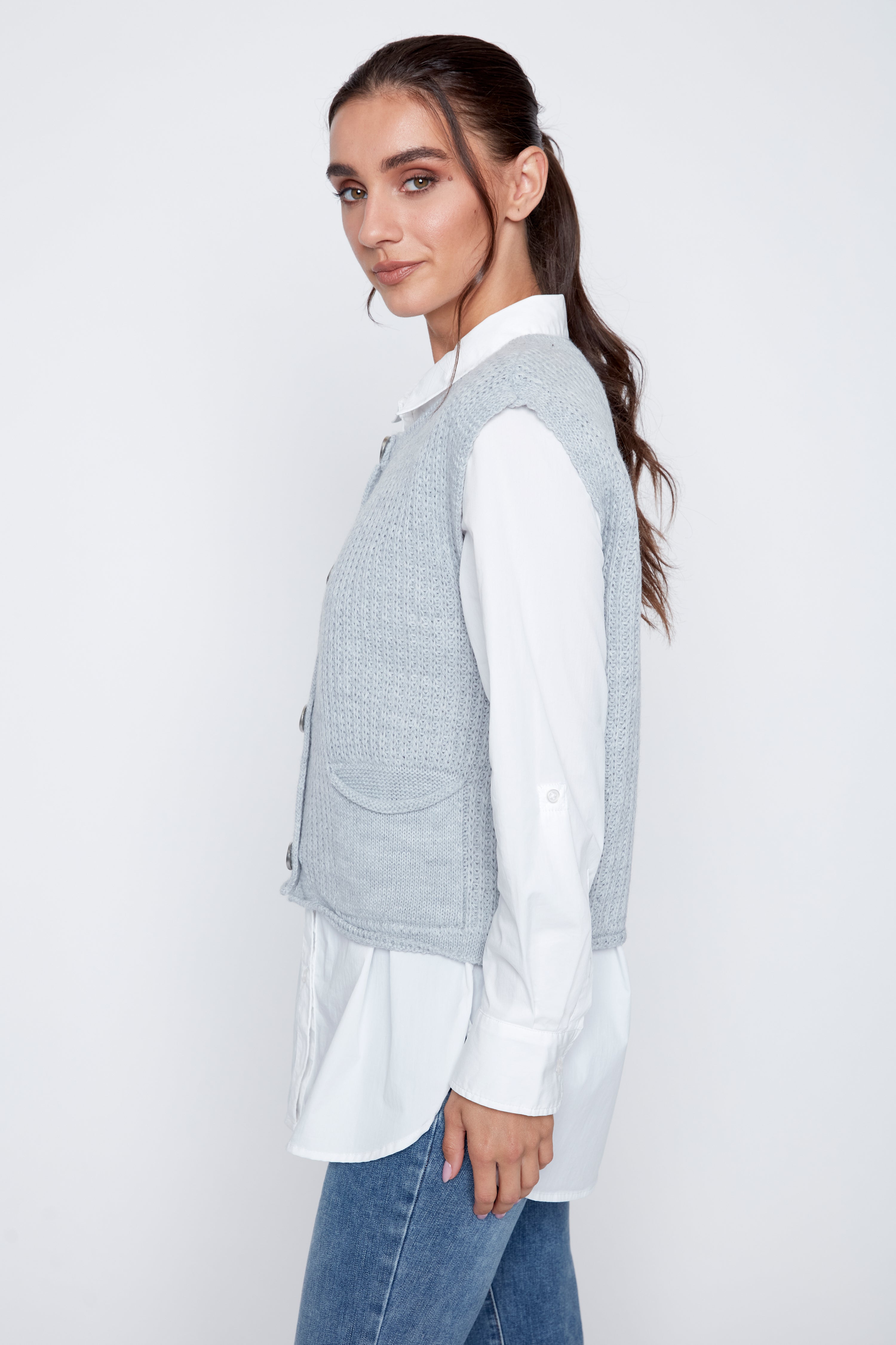 Rib vest with pockets