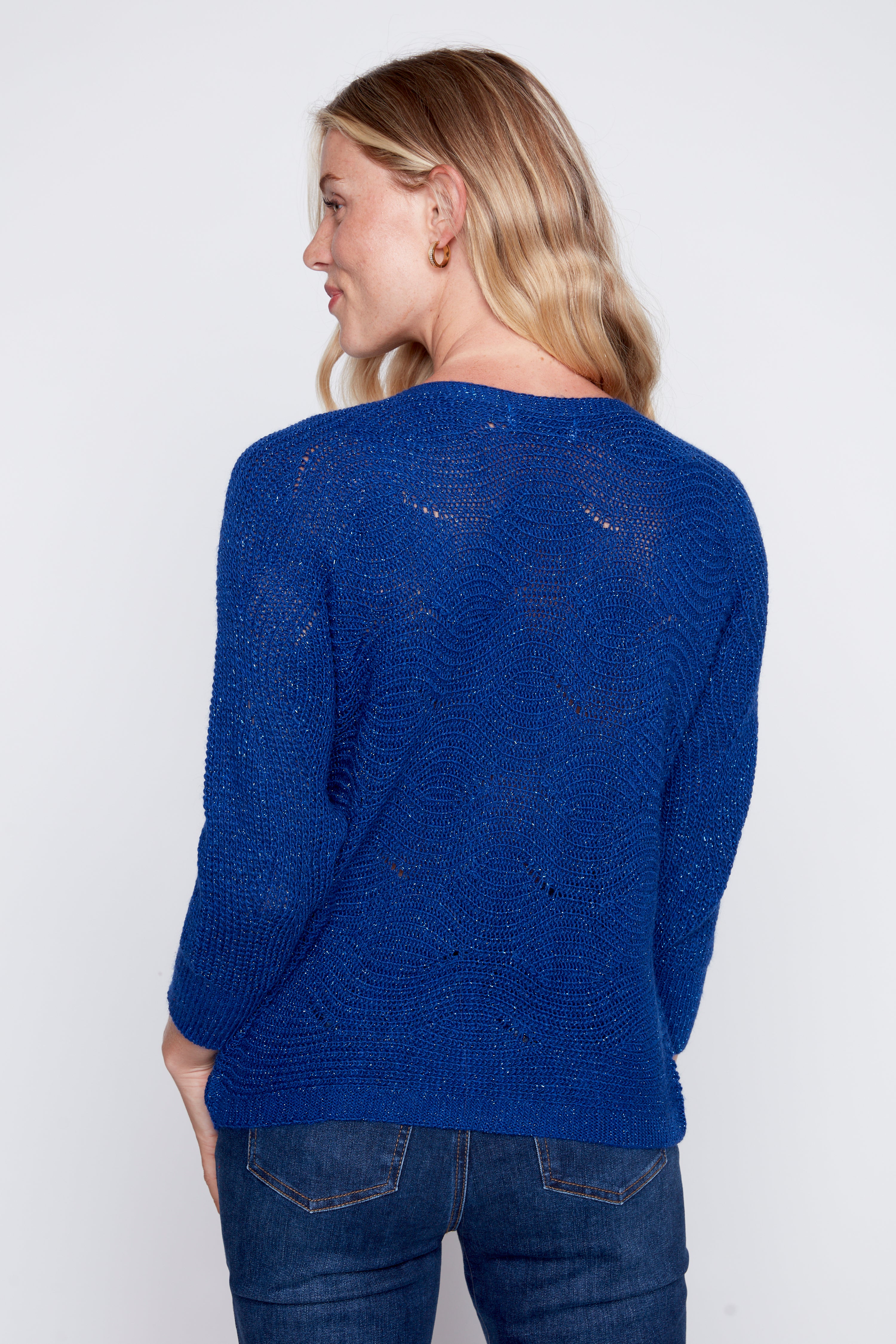 Wave detail lurex sweater