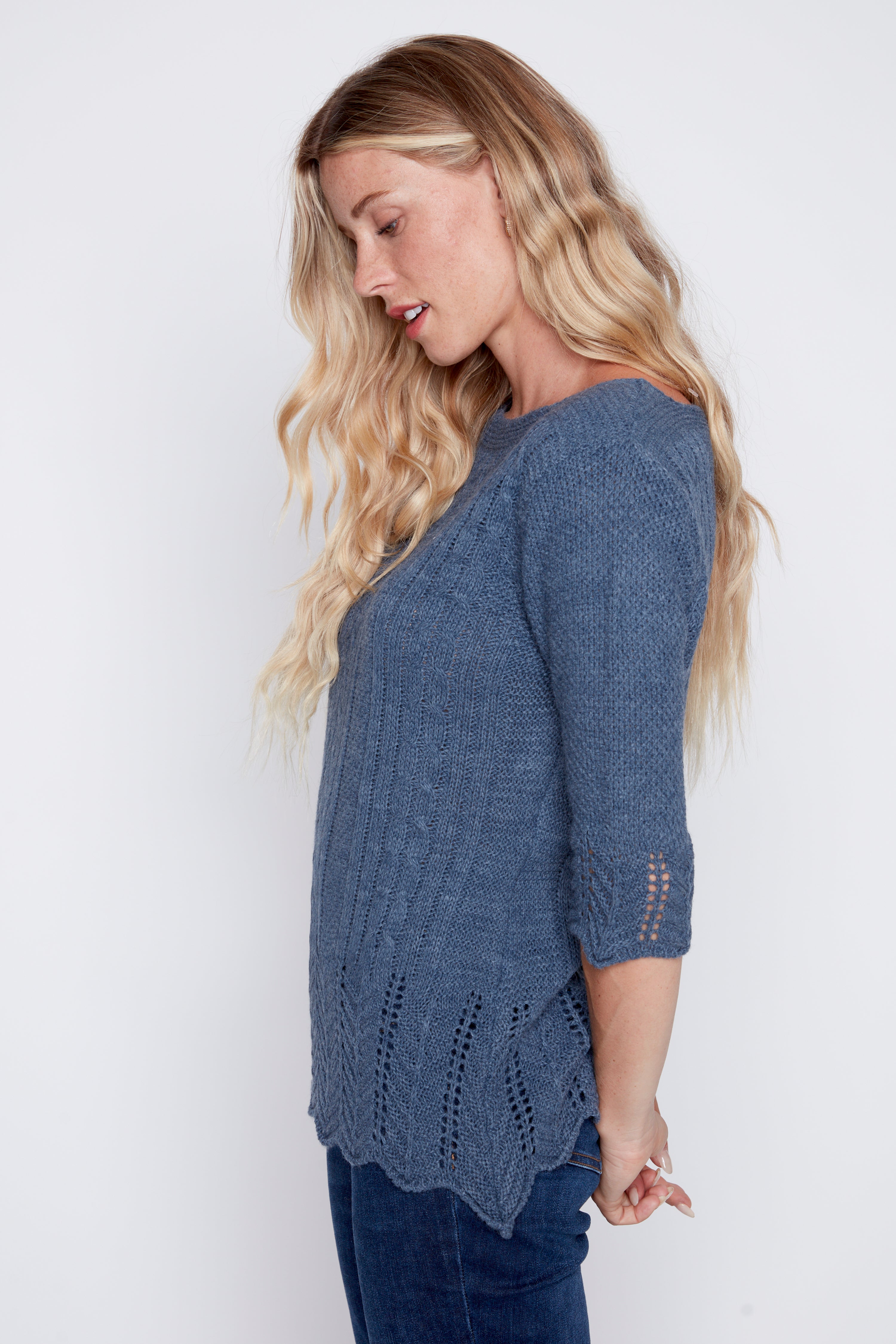Cable front sweater