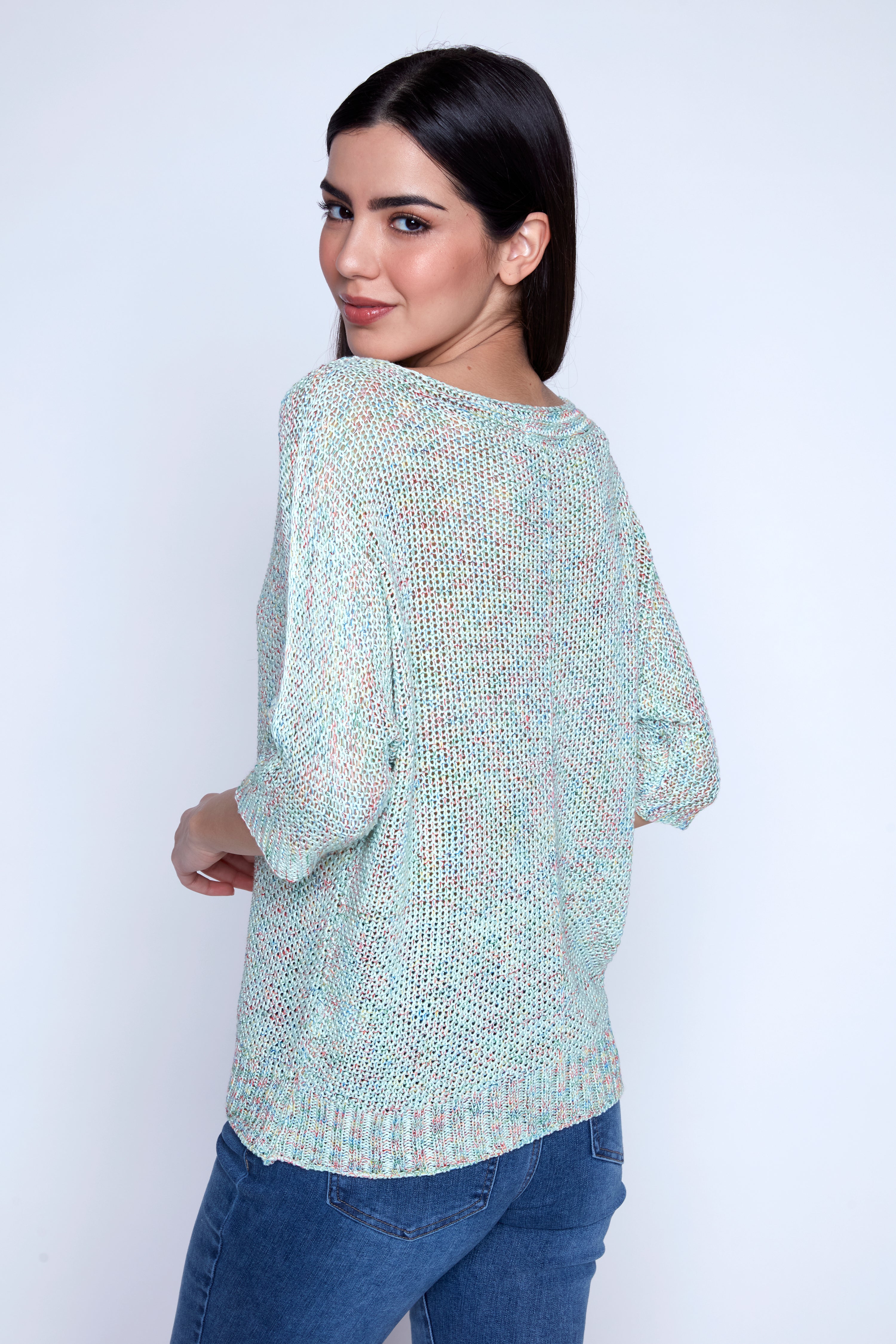 Melange crochet sweater