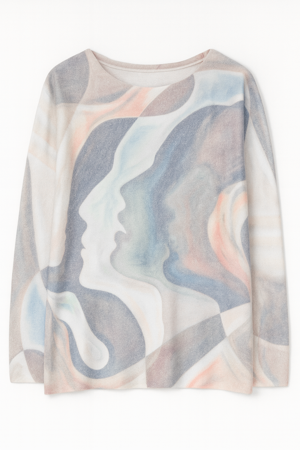 Abstract face print sweater