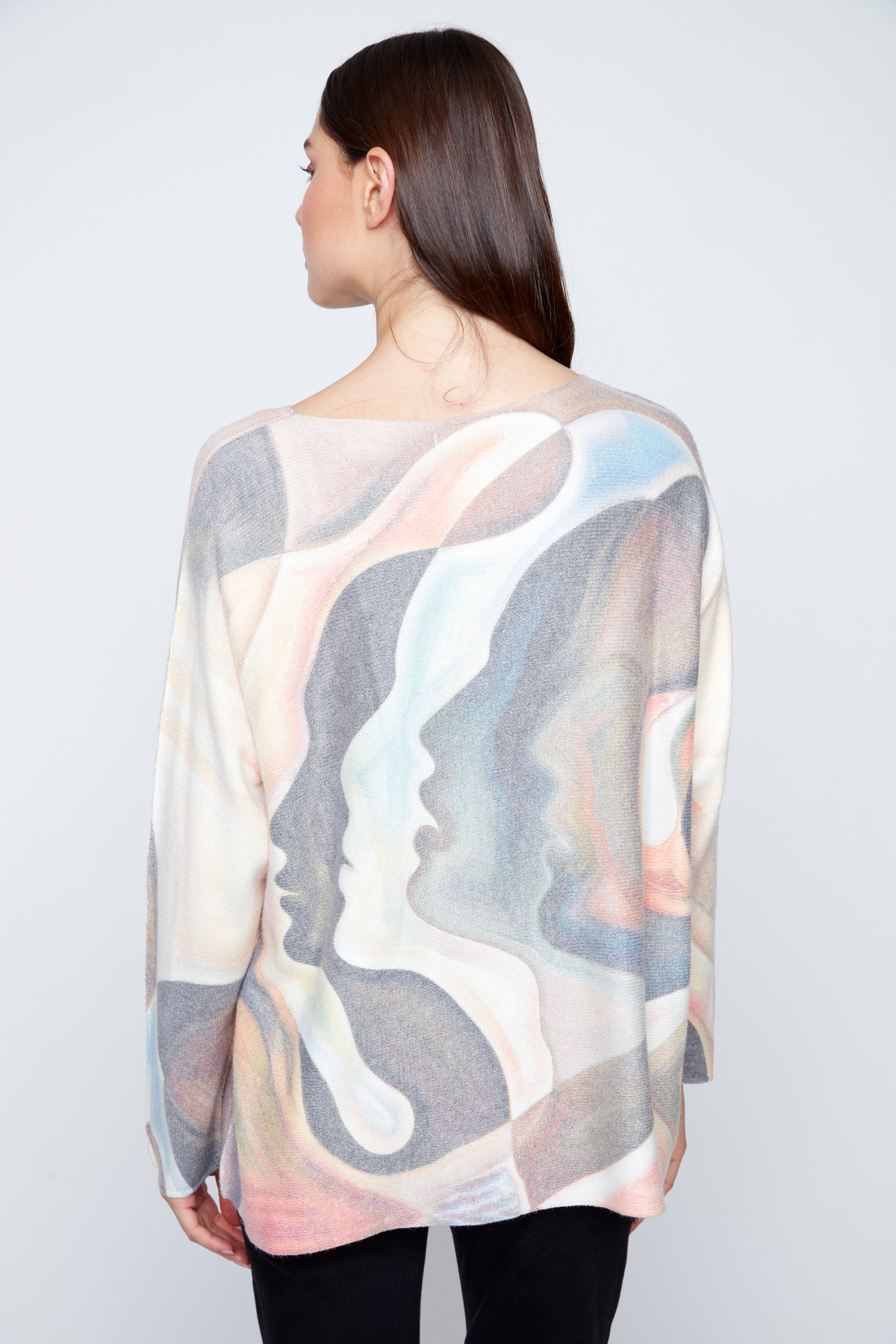 Abstract face print sweater