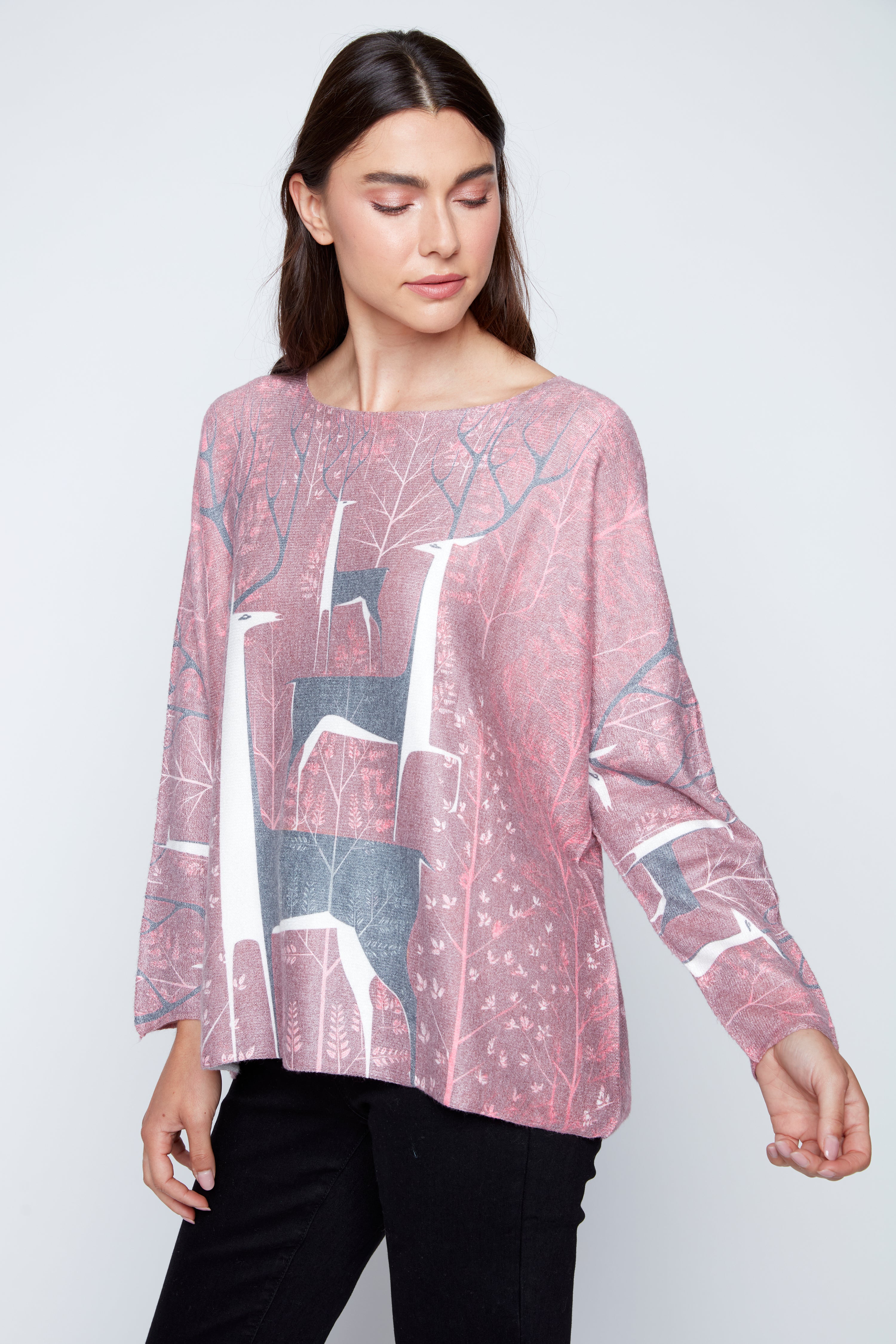 Deer print sweater