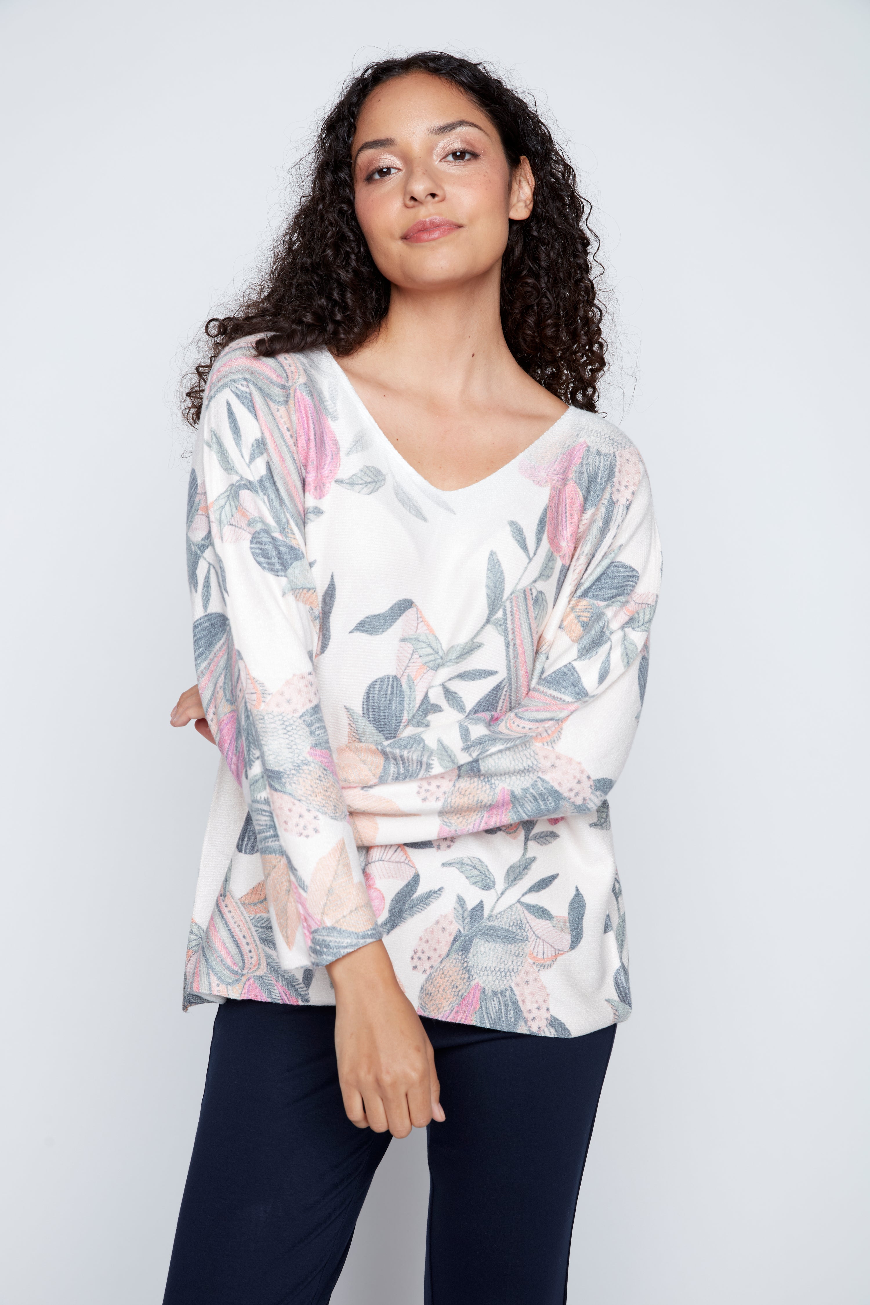 Leaf print sweater