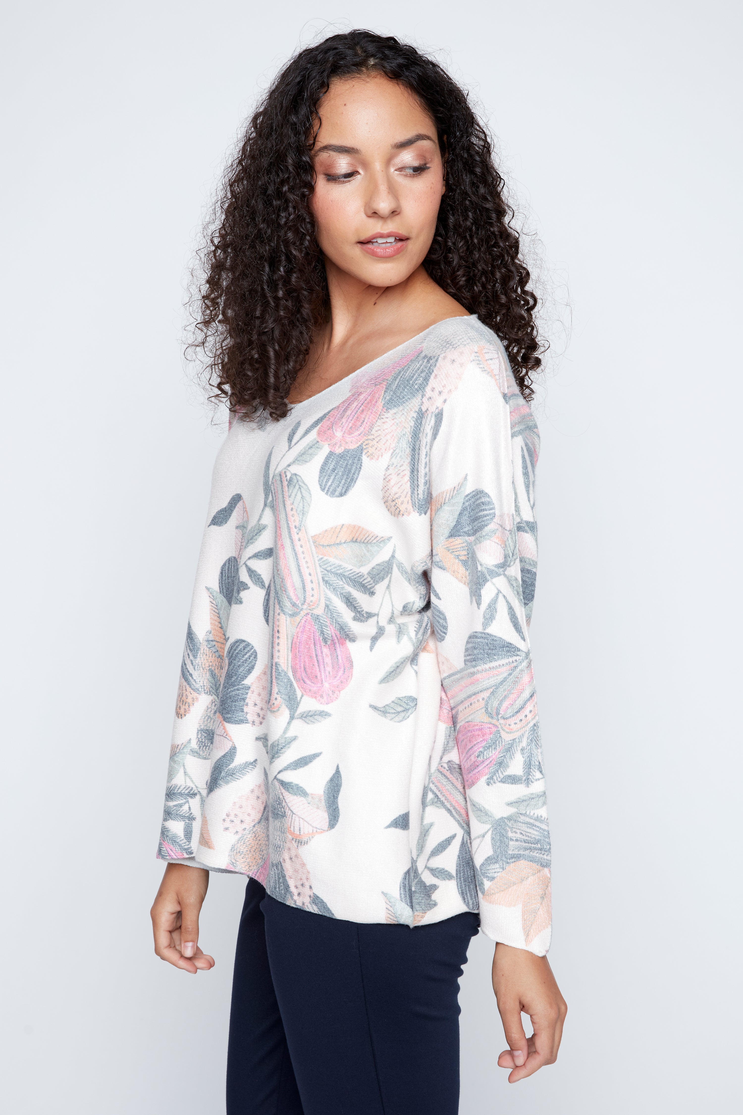 Leaf print sweater