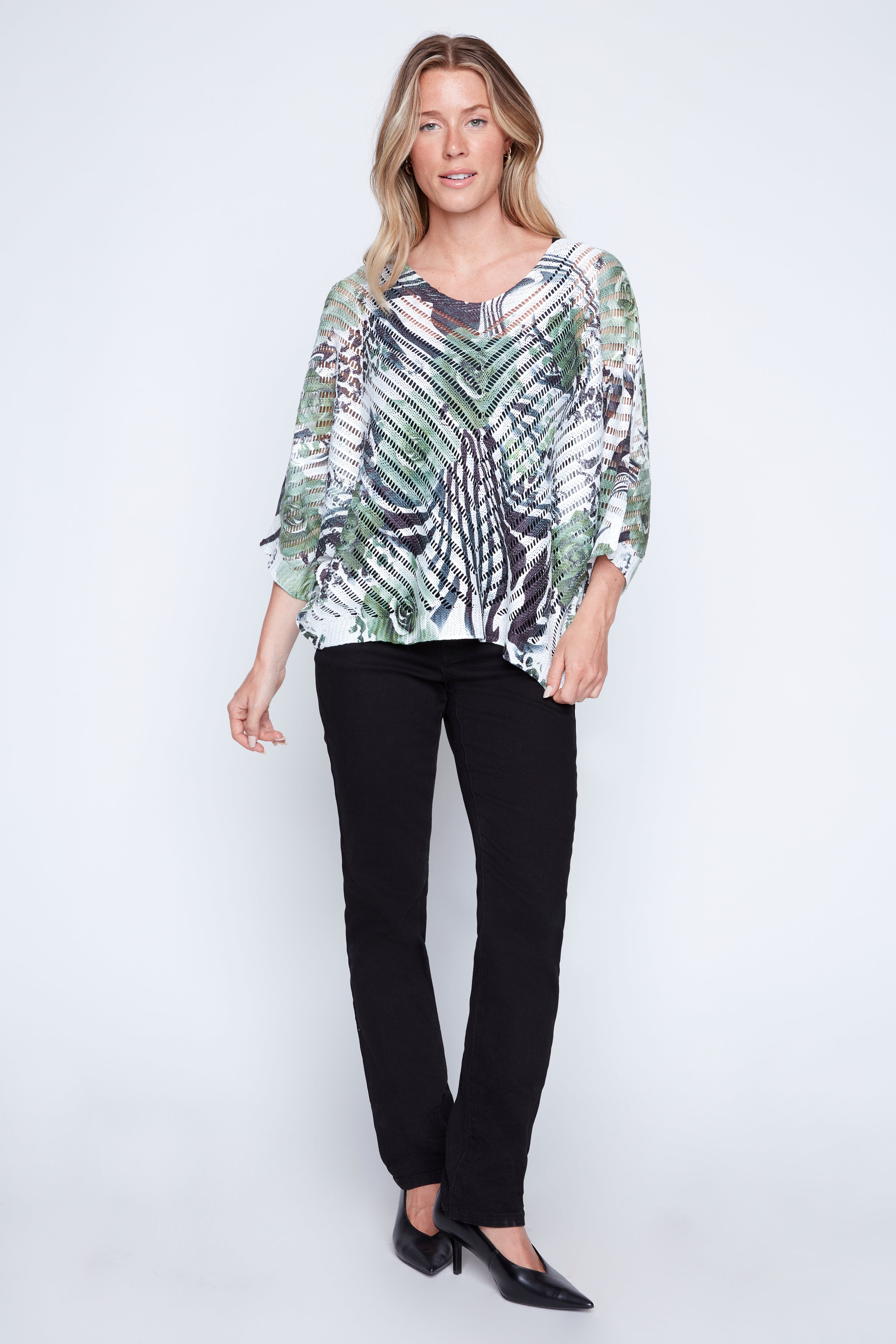 Animal roses print crochet top