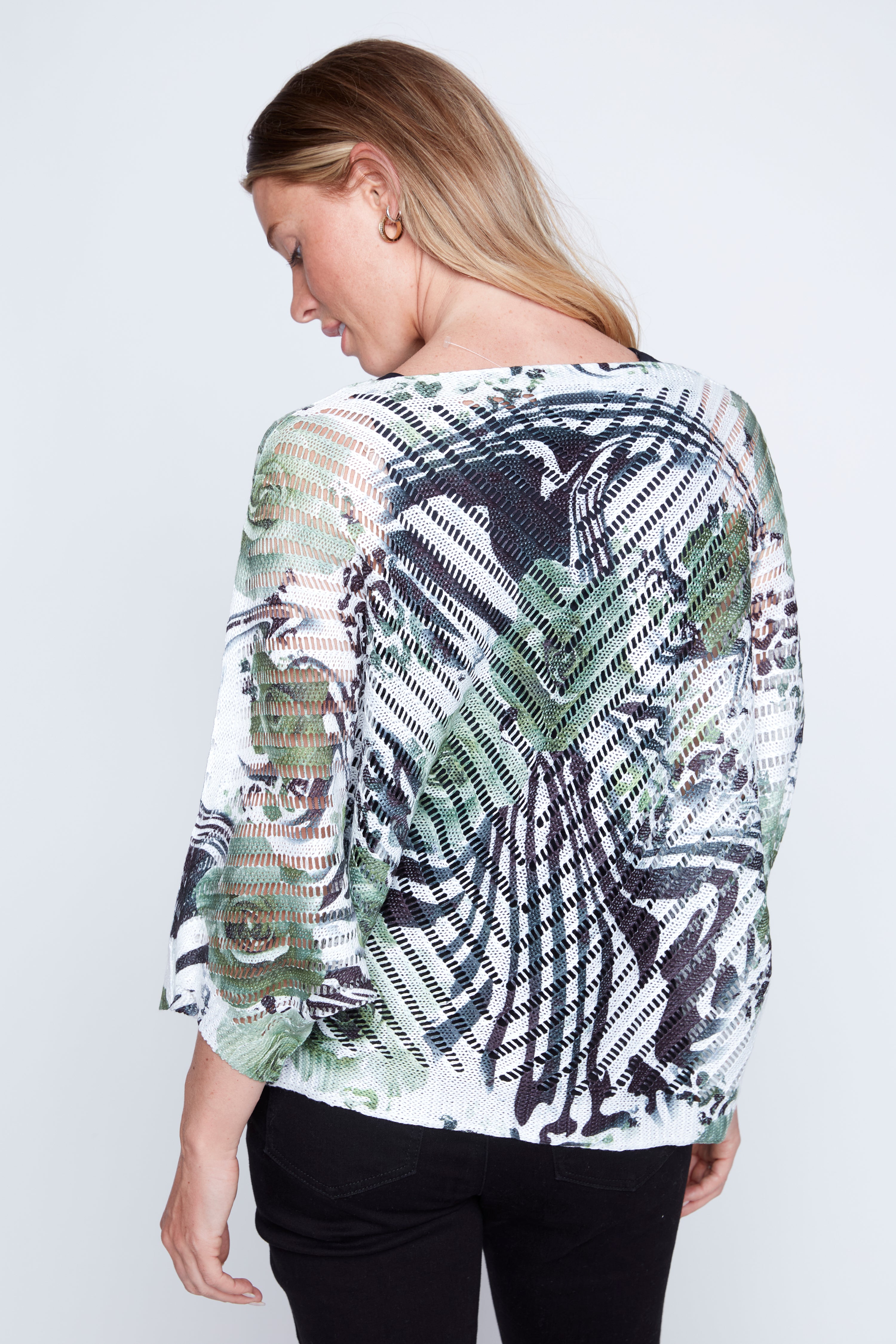 Animal roses print crochet top