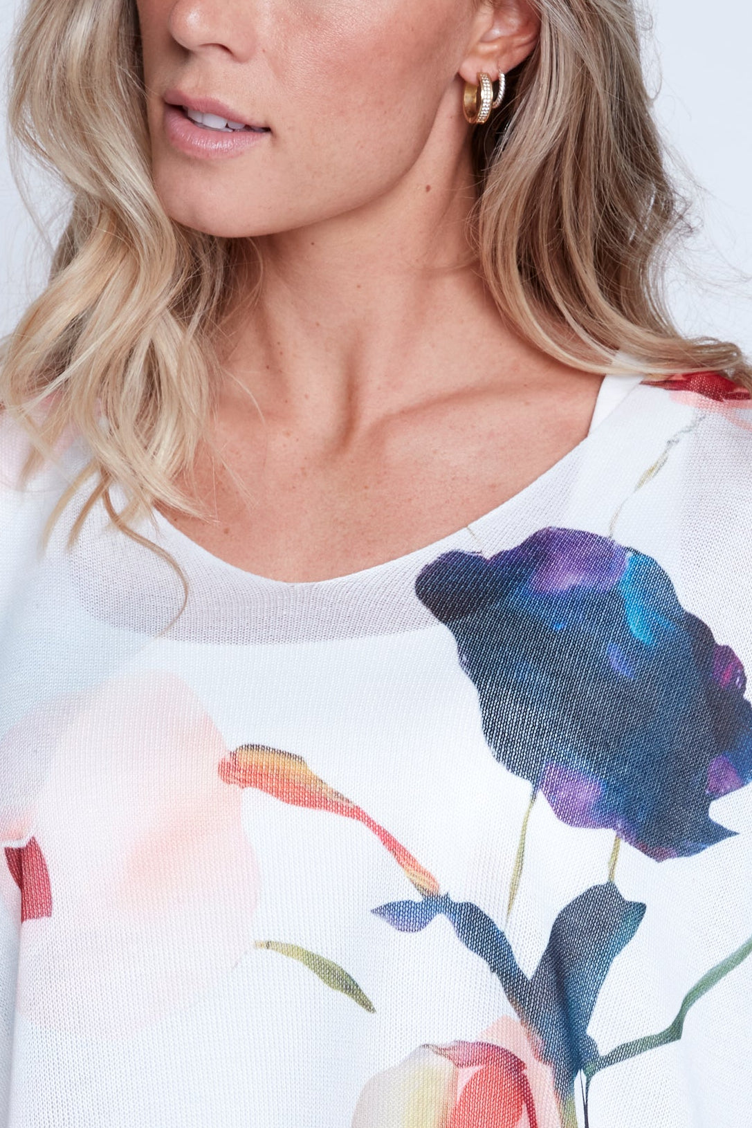 Floral print light weight sweater