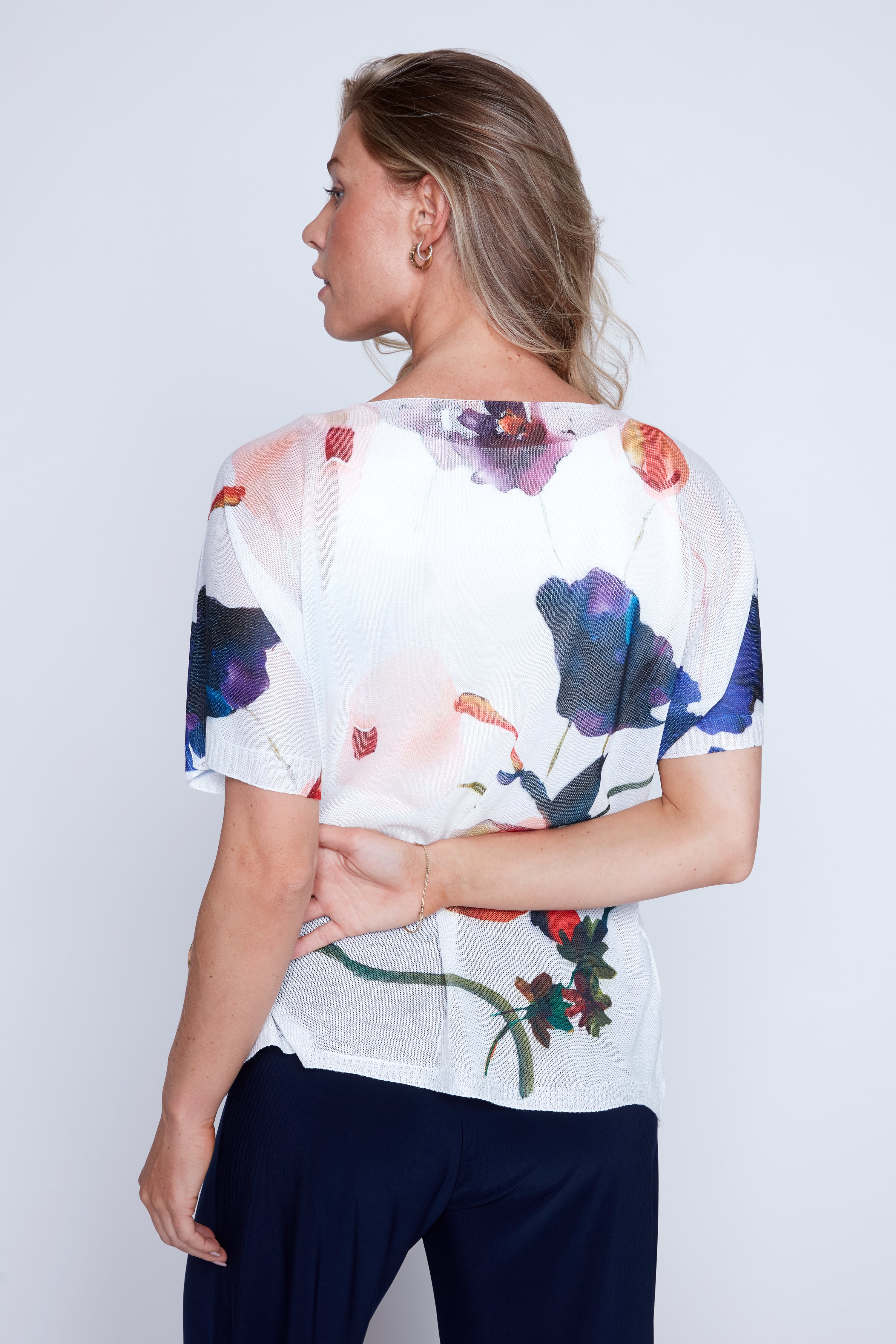 Floral print light weight sweater