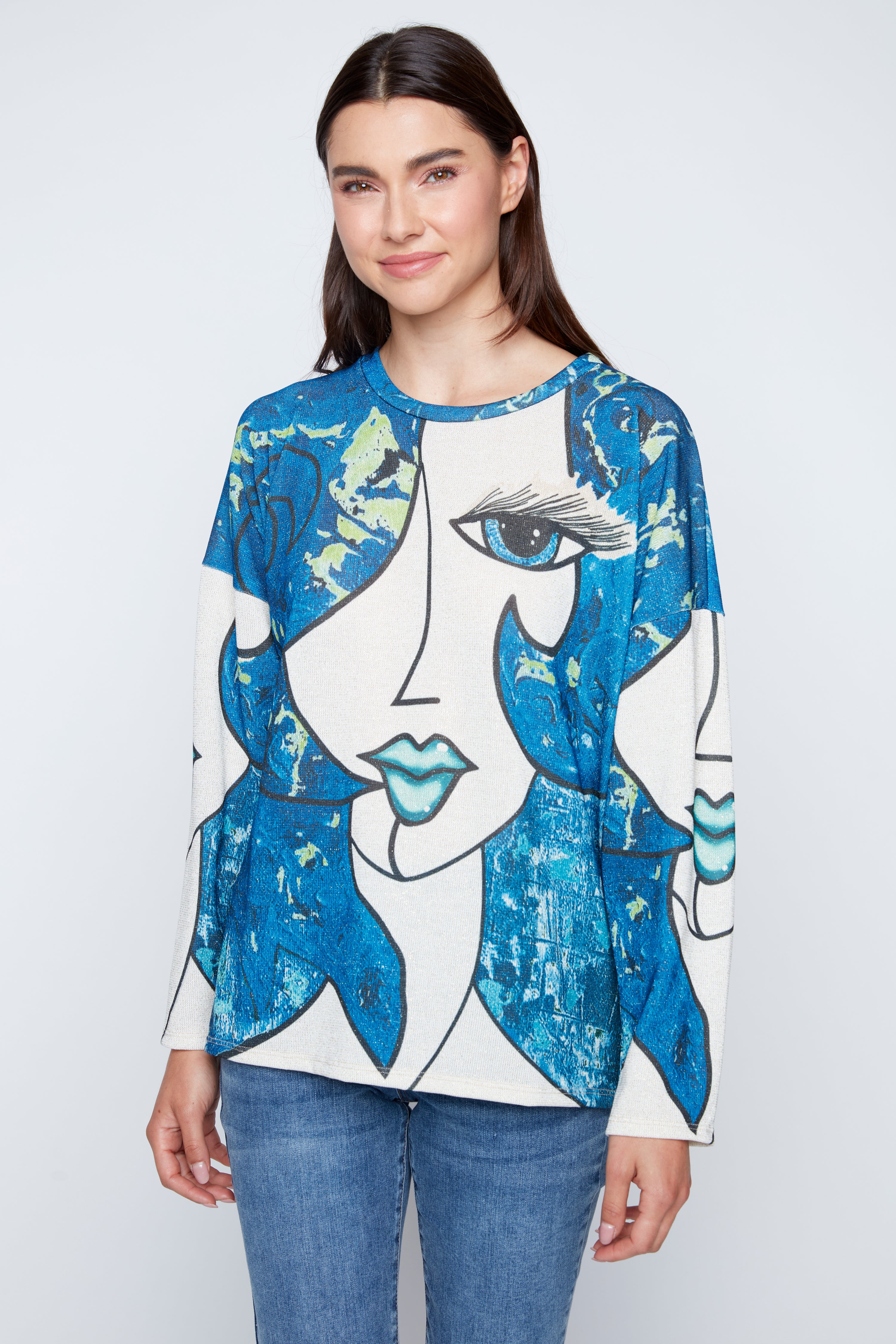 Picasso print lurex top